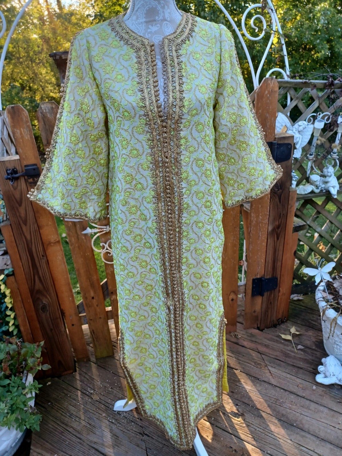 True Vtg Mid-century 1960&rsquo;s Moroccan Couture Caftan Maxi Dress Handmade Brocade