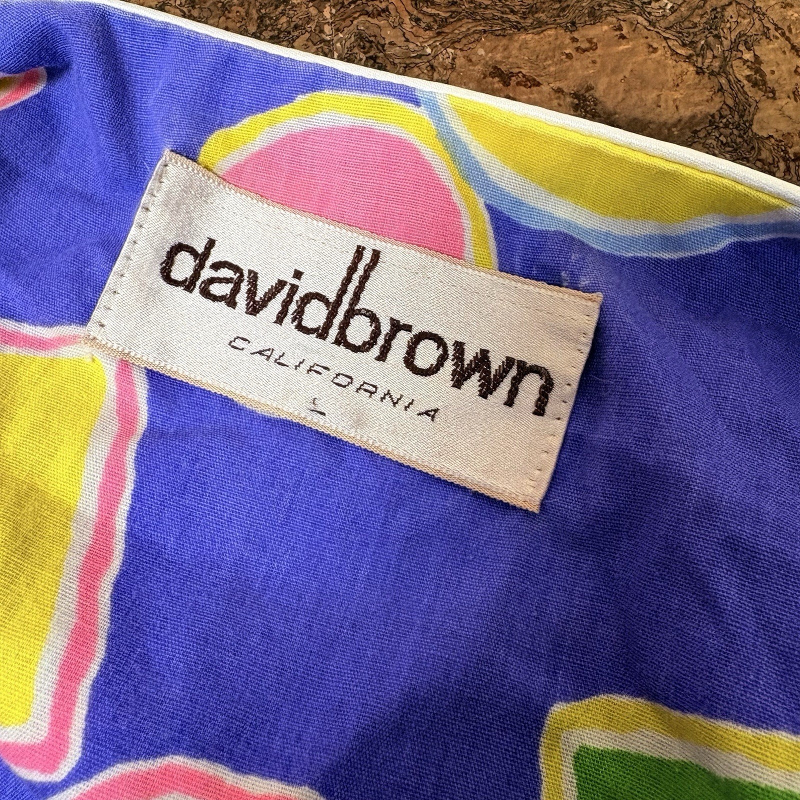 Vintage David Brown California Geometric Maxi Dress Art Teach 80s 90s Size L