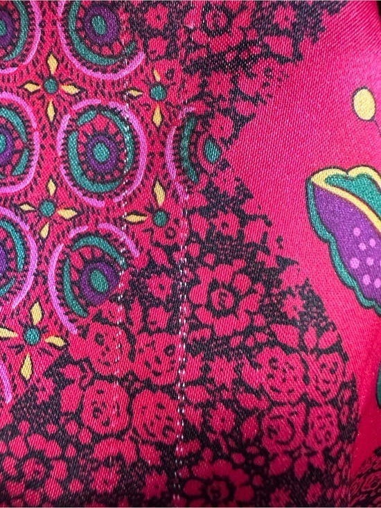 Vtg Beth Michaels Satin Long Robe Small S Burgundy Pink Red Floral Patchwork