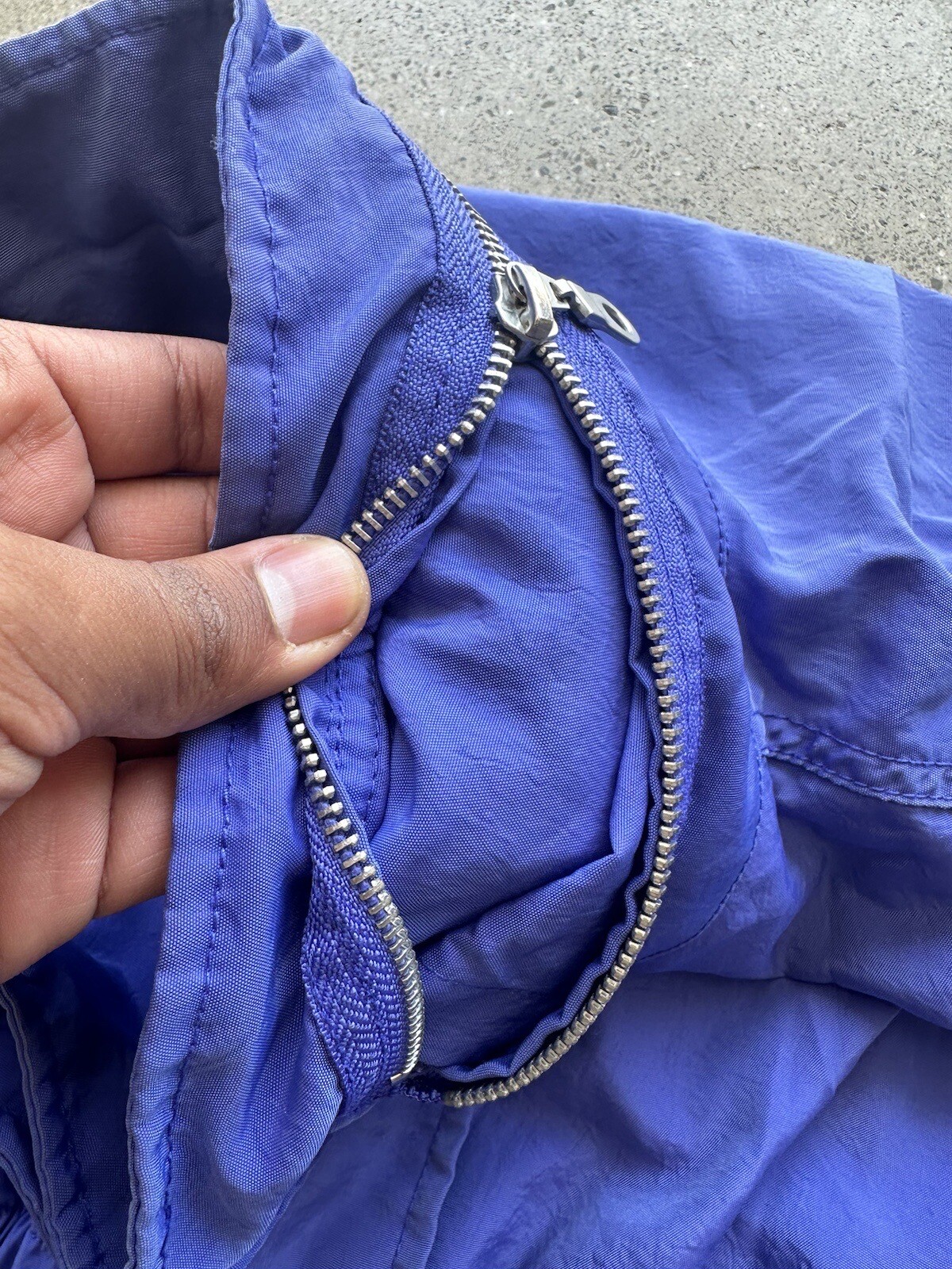 Vintage G.E.T Equipment General Technique Blue Nylon Blend Hidden Hood Jacket