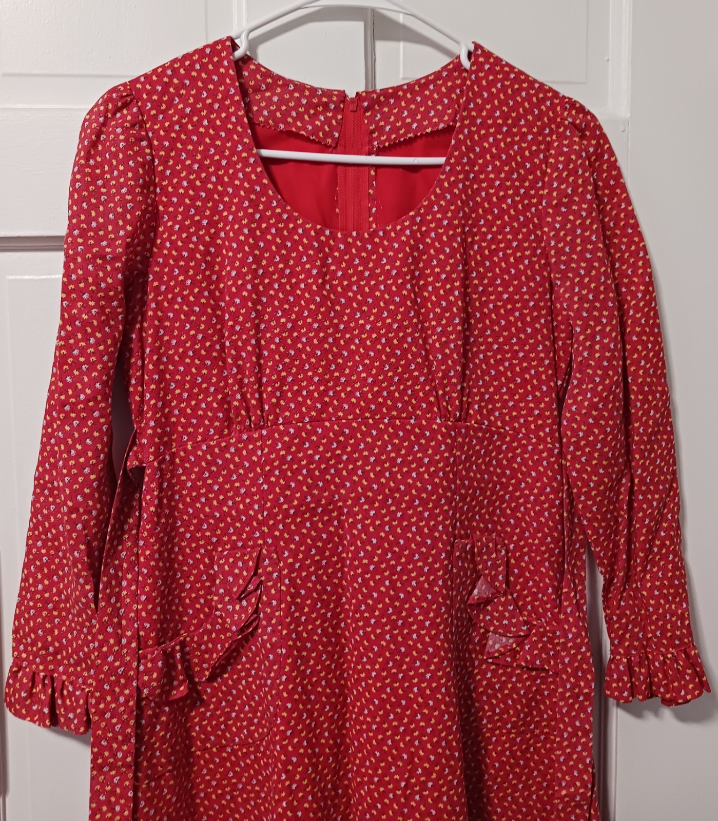 Late 1960- Early 70s Handmade Dress! Excellent Condition. Red Mid Length