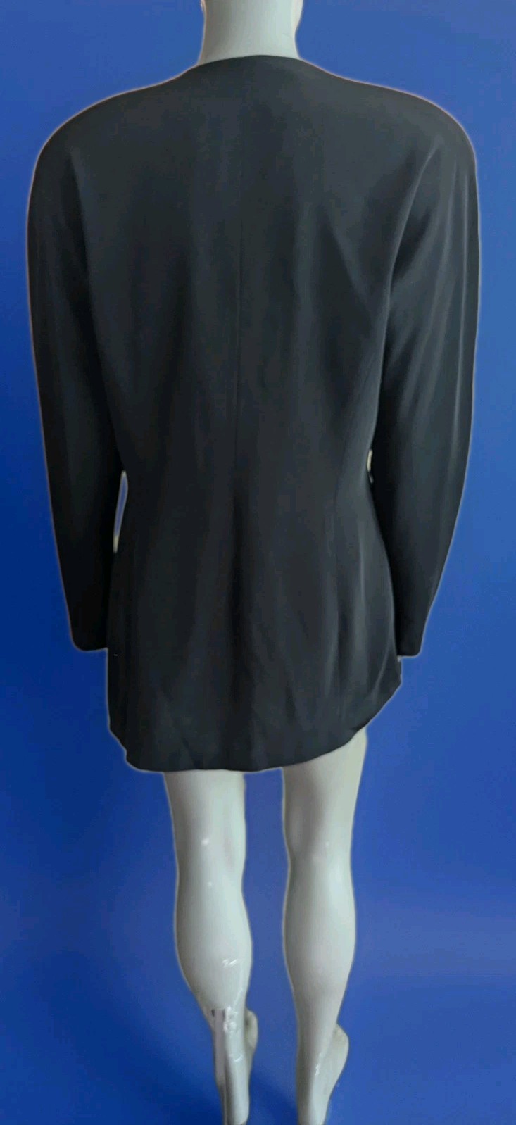 Vintage 80s D&rsquo;ore Black Draped Jacket w/Rhinestone Accent Draped Fold 16