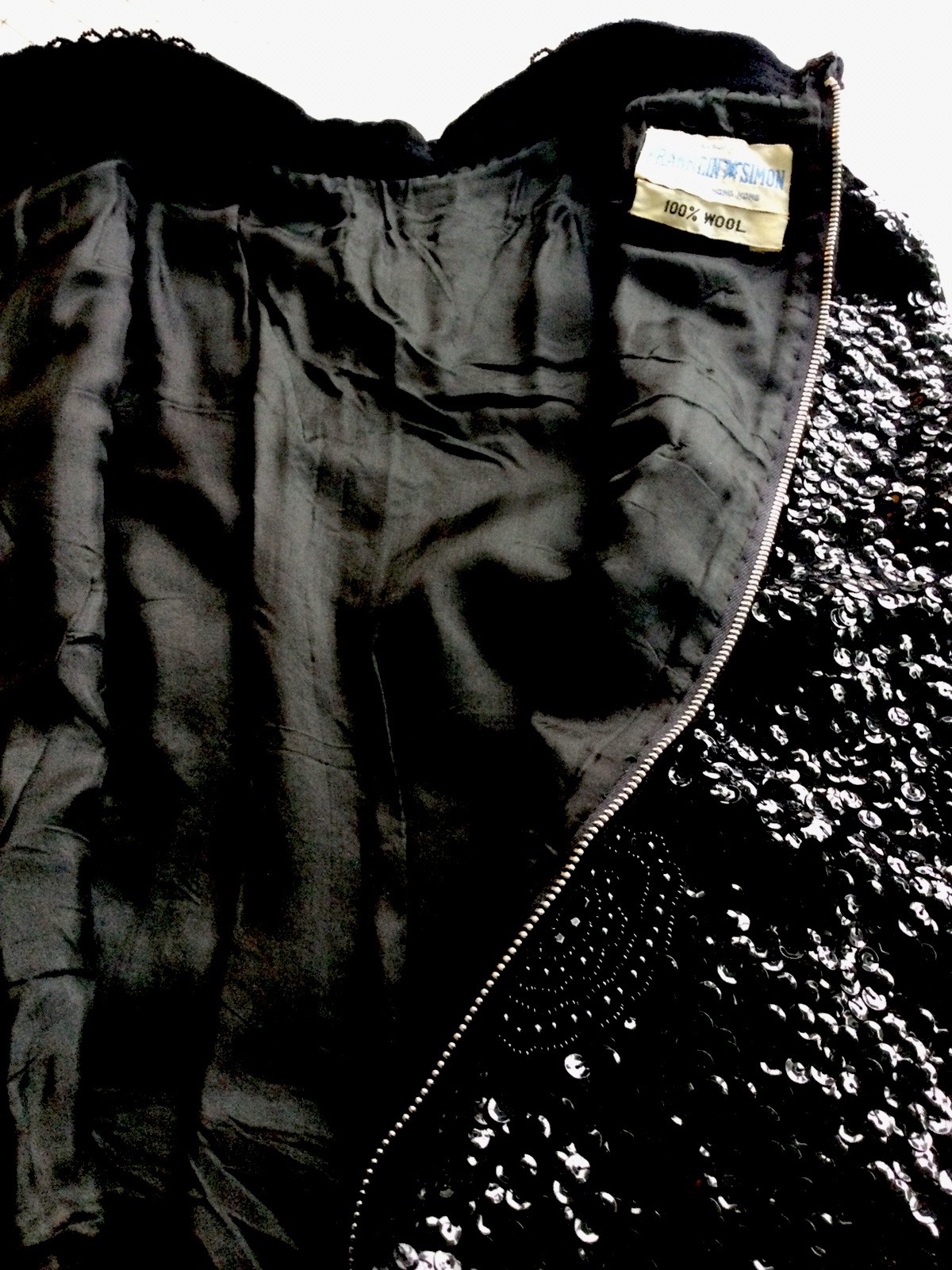 COMPLETELY BEADED OVER FINE WOOL SLEEVELESS TOP (SOME STRETCH)