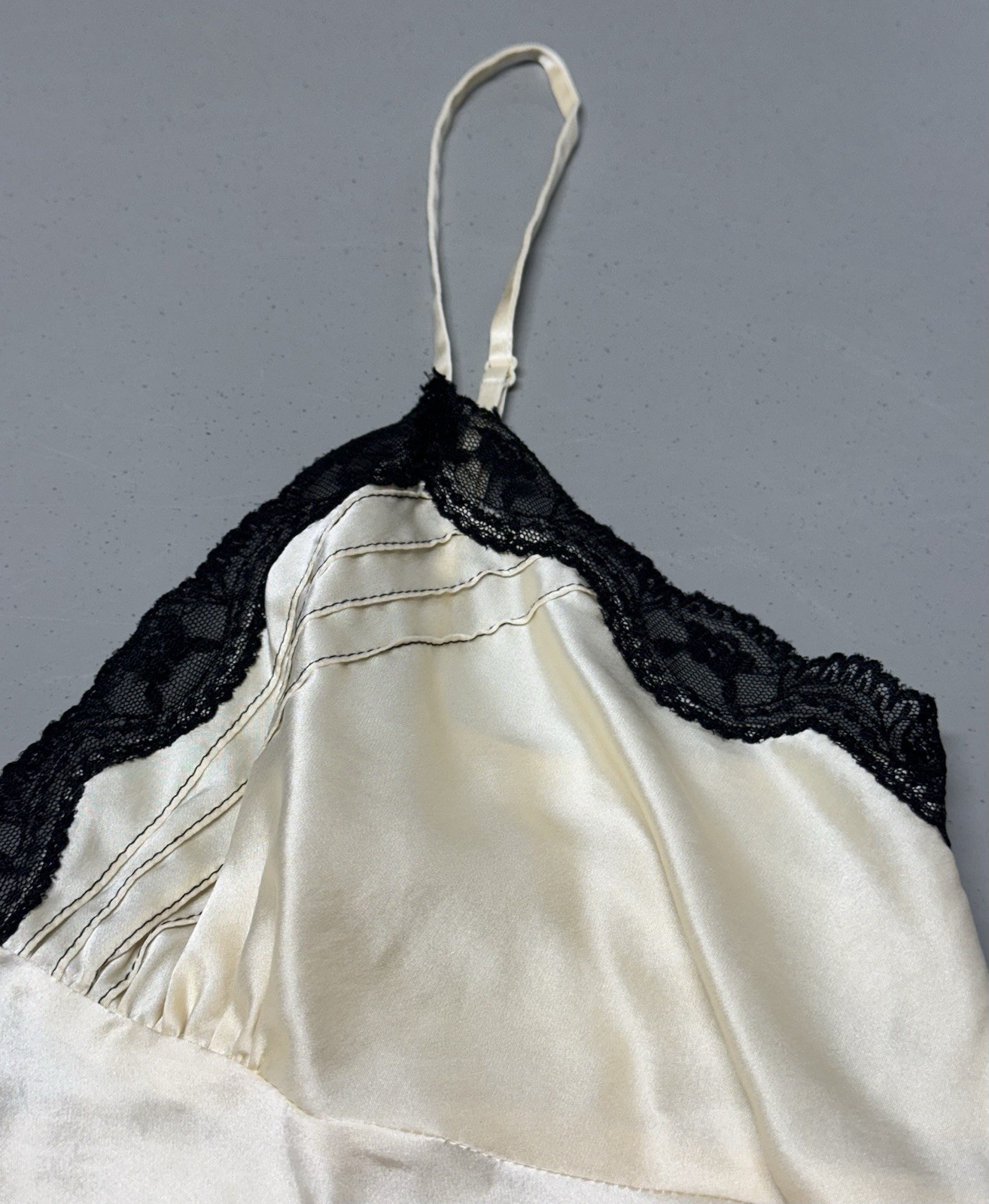 Y2K Valerie Stevens Sz L Ivory Lace Silk Maxi Nightgown Slip Dress Fairy Sexy