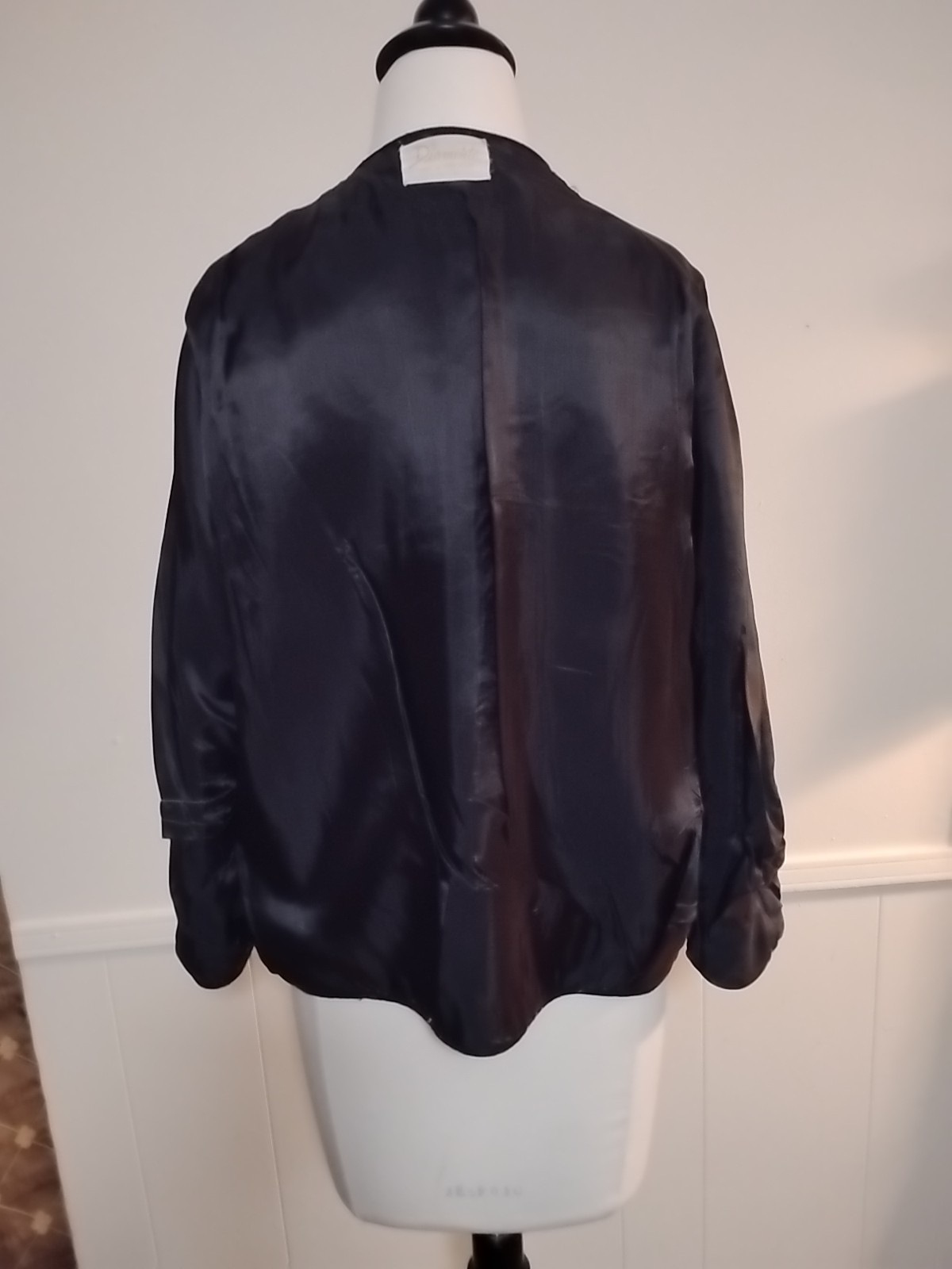 Diamonte 100% Wool Silk Lining 1950s Beaded Cardigan Sweater Black And Gold L