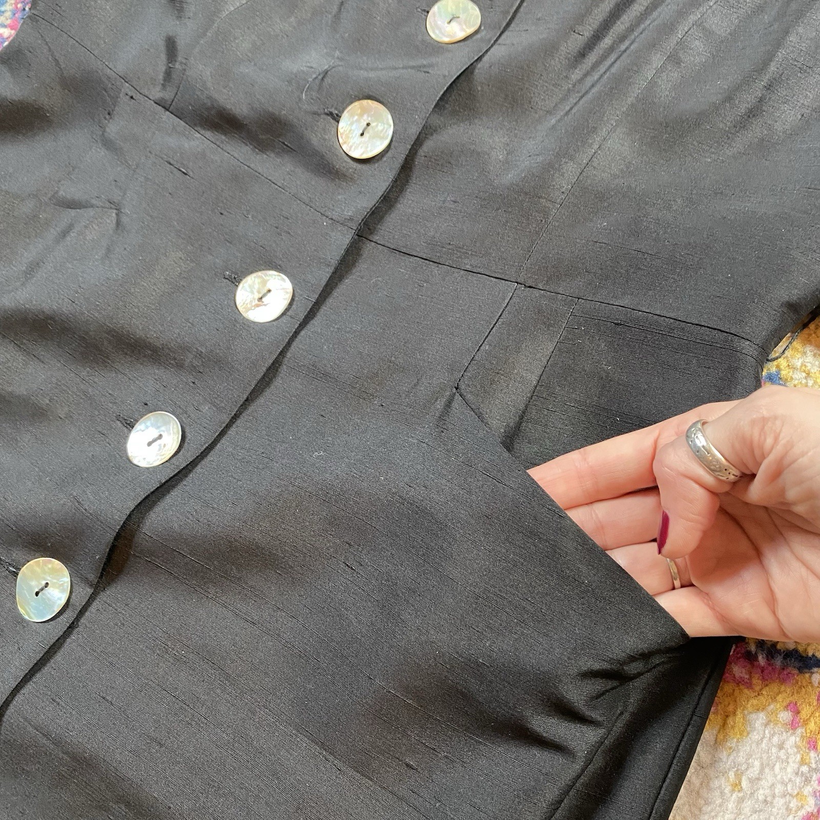Vintage Shomi 100% Silk Button Down Shell Button Dress – Size 10