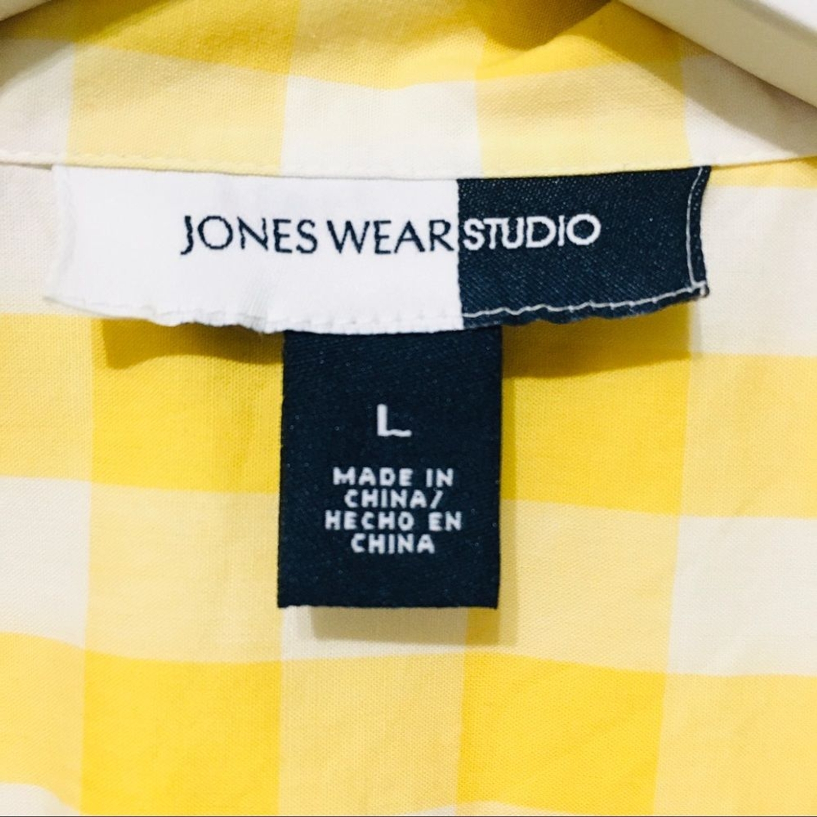 Jones Wear Studio Plaids Yellow Button Down Shirt