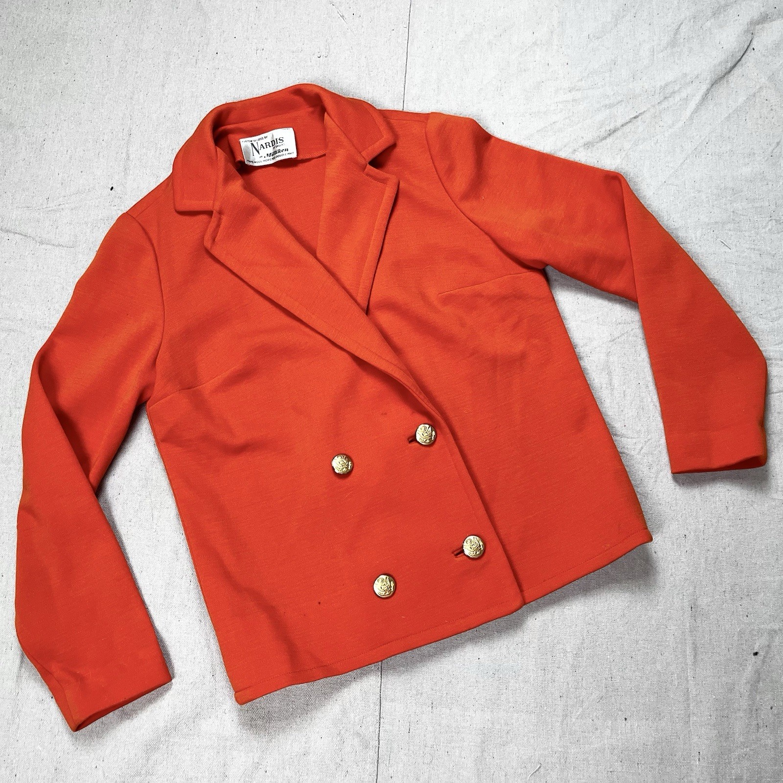 Vintage Nardis of Dallas Bright Orange Wool Double Breasted Jacket Womens Med