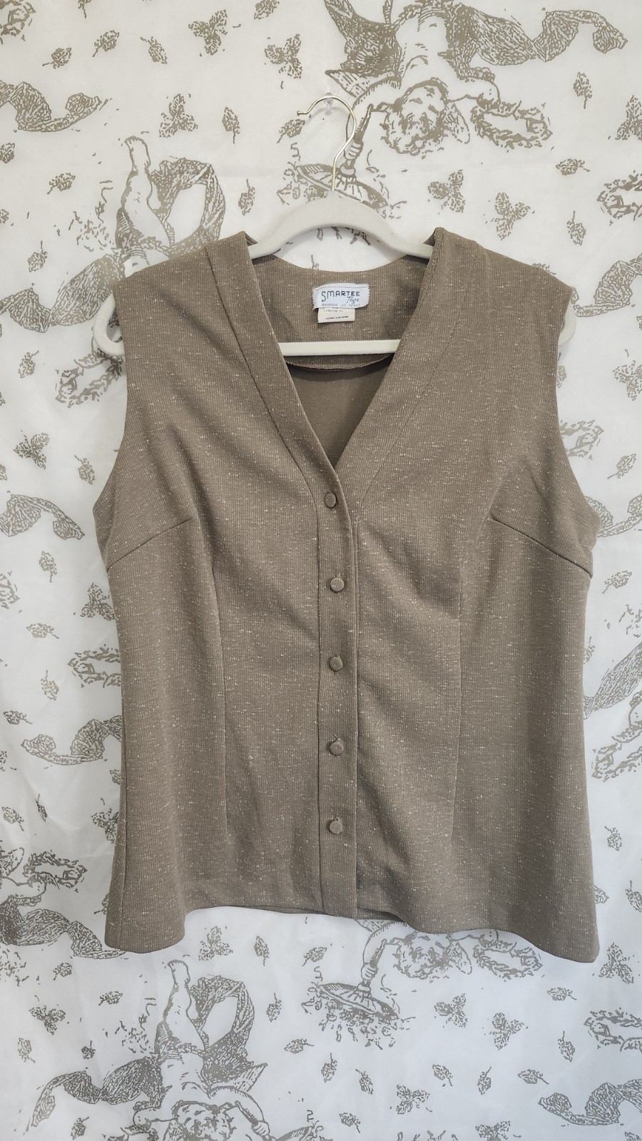 1970s Smartee Togs Neutral V-Neck Tailored Vest Vintage Sz 18