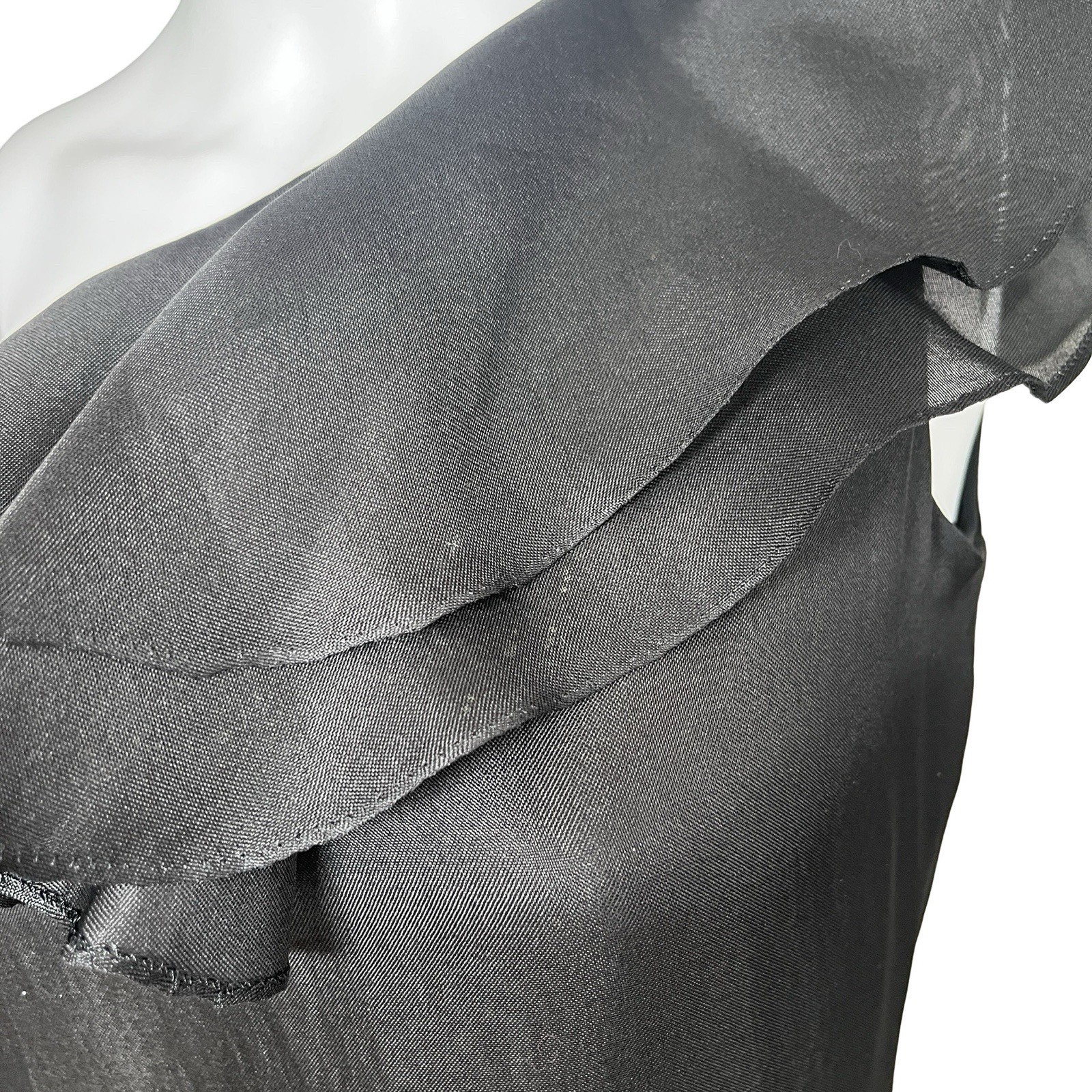 Vintage Bill Blass Black One Shoulder Evening Gown Dress Floor Length Ruffles