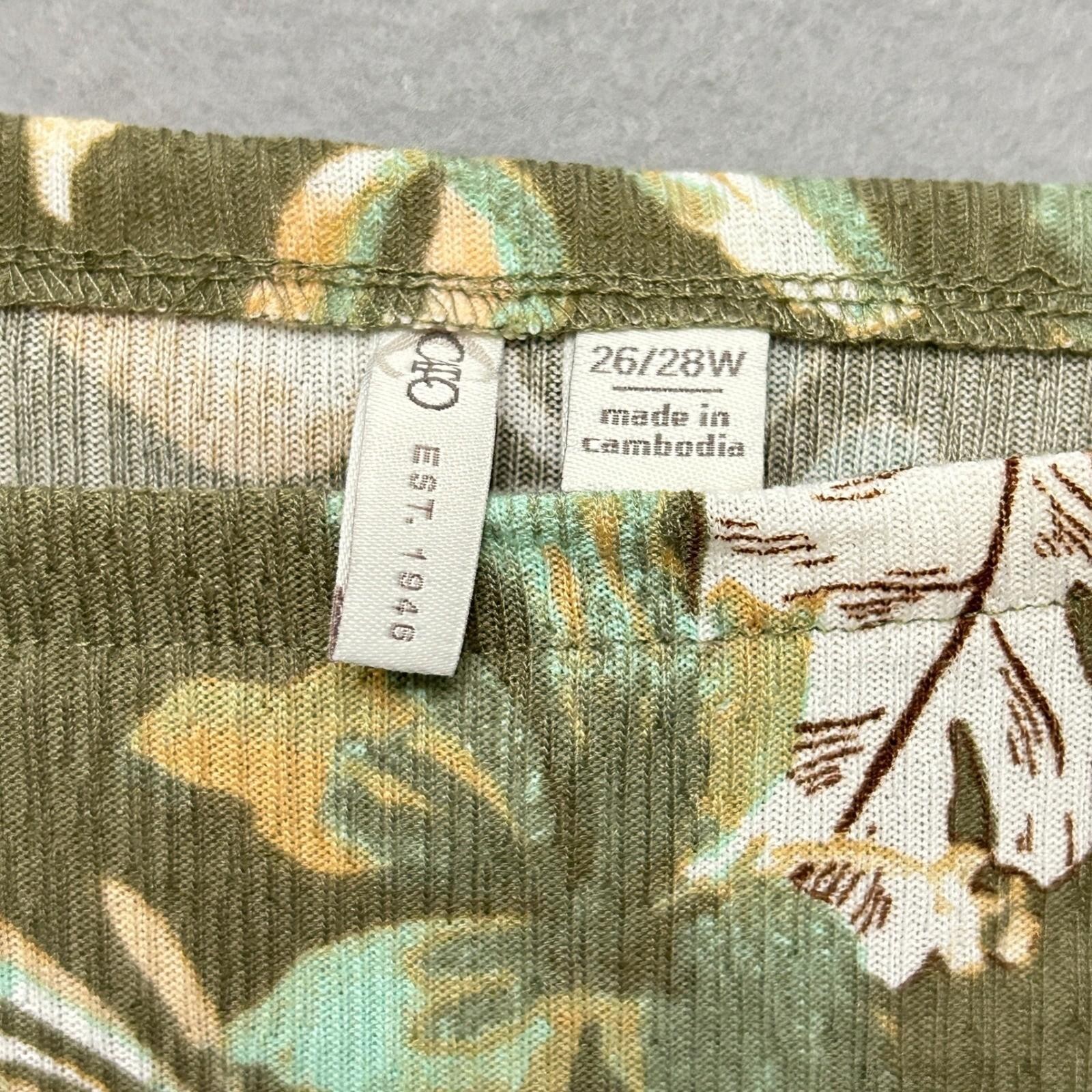 C Est. 1946 Top Women&rsquo;s 26/28W Green Floral Tie Front Peasant Babydoll Cottage