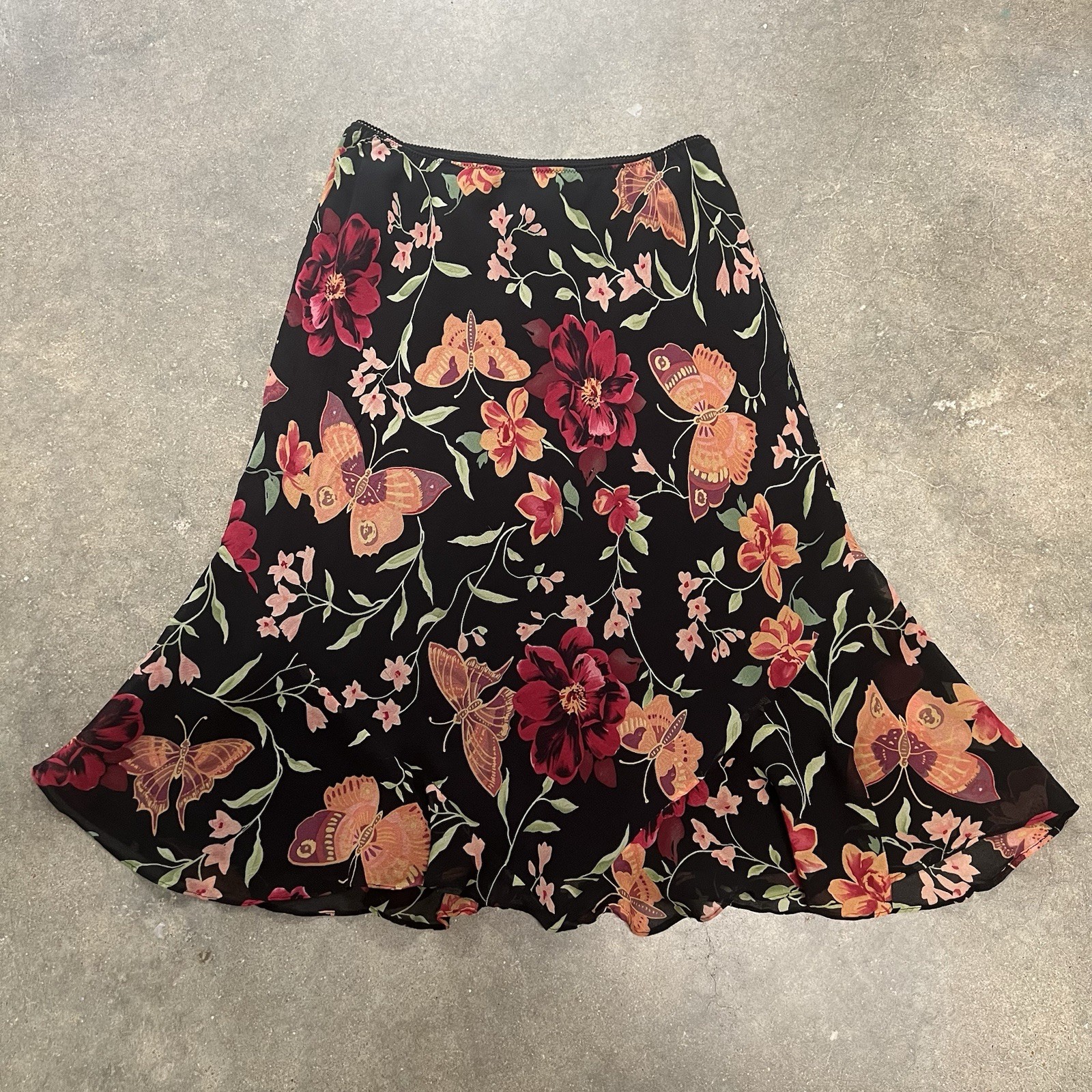 90’s Y2K Petite Sophisticate silk chiffon bias cut skirt. Vintage