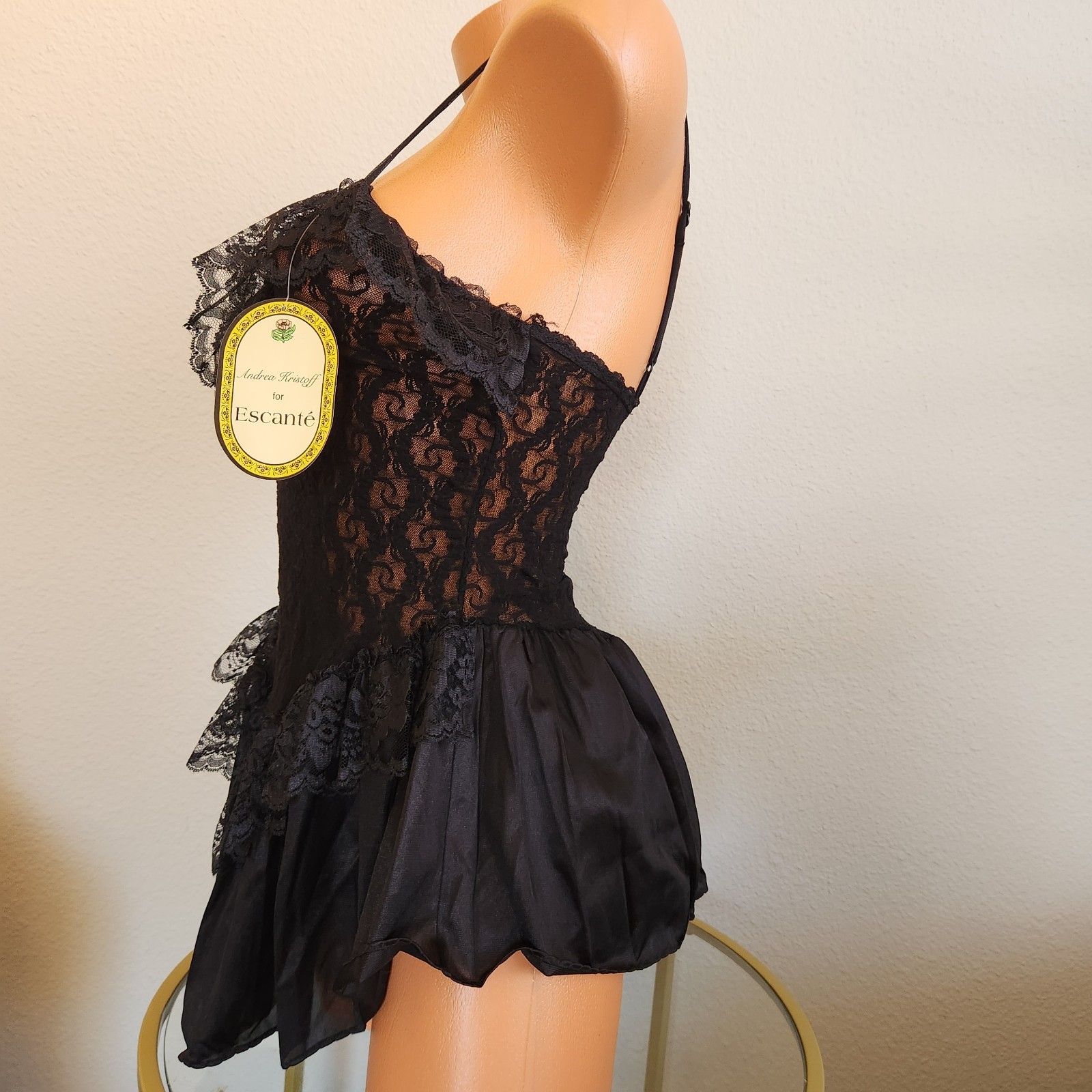 Andrea Kristoff Escante Sheer Lace Babydoll Sissy Nightie String Bikini Panties