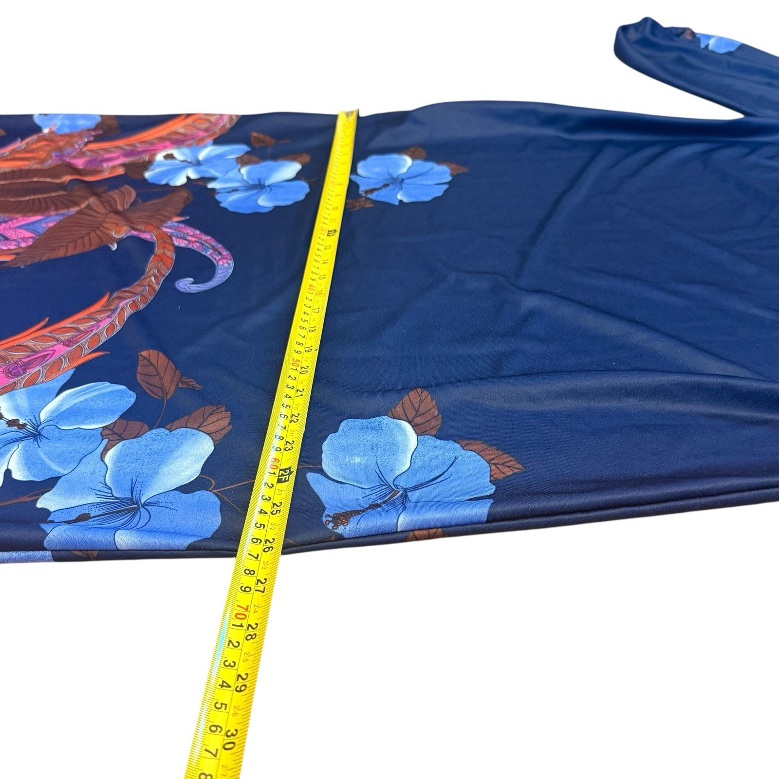 Vtg Sears At Home Wear Caftan House Dress M Mumu Muumu Blue Floral Maxi Lounger