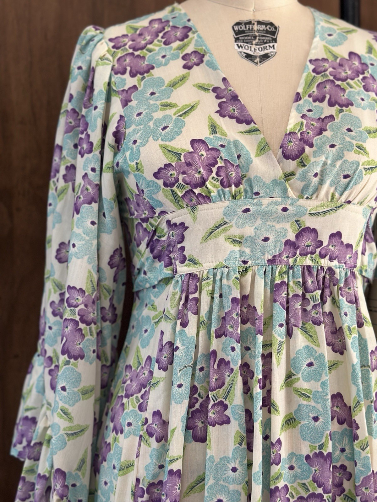 Vintage 70’s Floral Boho Maxi Butterfly Sleeve Maxi Dress XS/S Boho Hippie