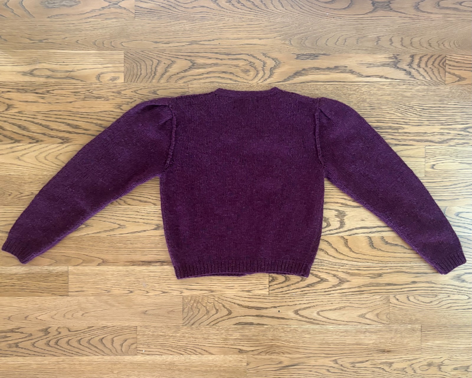 Vintage Ralph Lauren Hand-Knit Wool Cardigan 1980s M Burgundy Great Condition