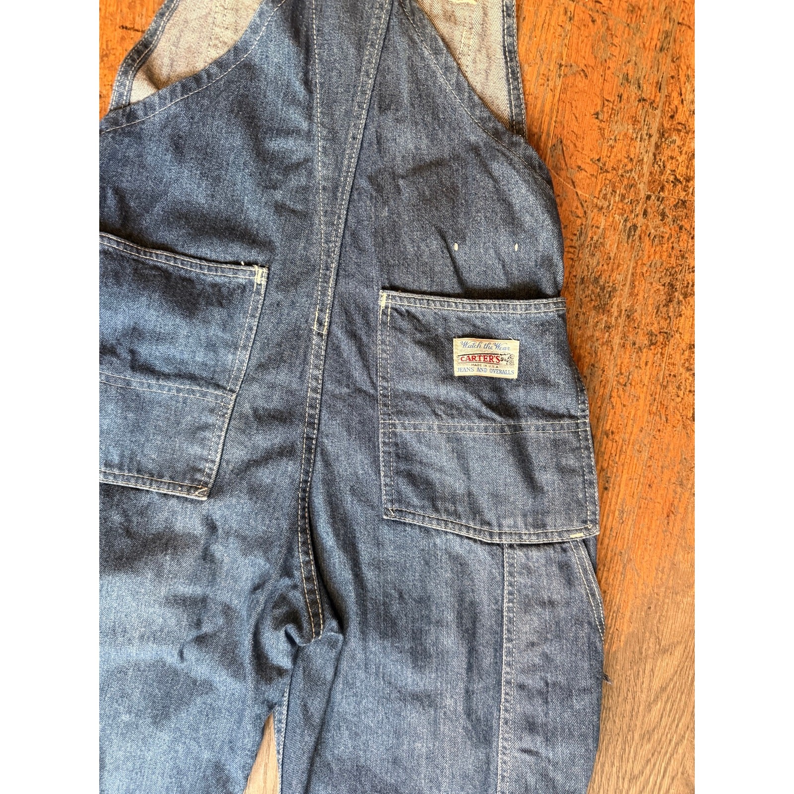 Vintage 70s Carters Denim Overalls | Patched Workwear Carpenter Coveralls | 28&Prime;