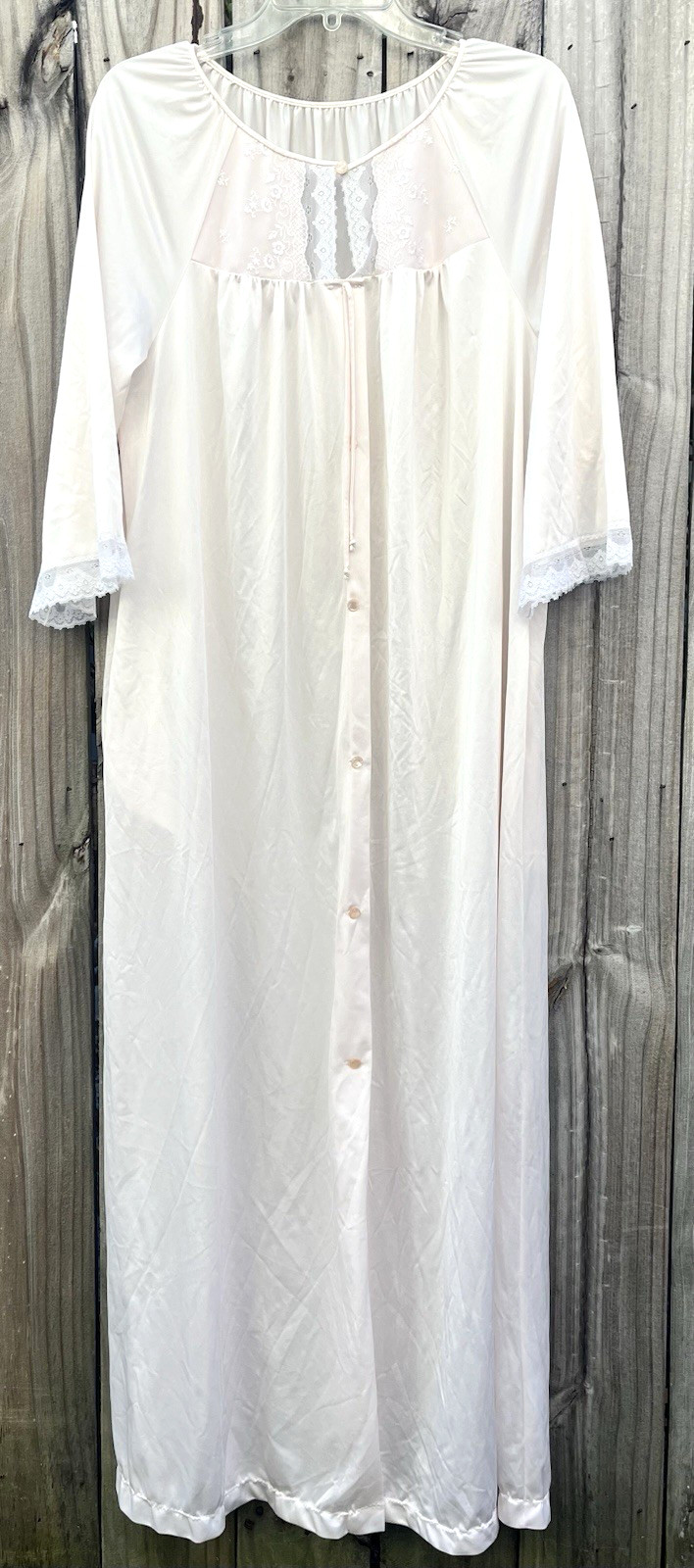 Vintage Shadow Line Housecoat Robe Women M Pink/Peach Nylon Grannycore Feminine