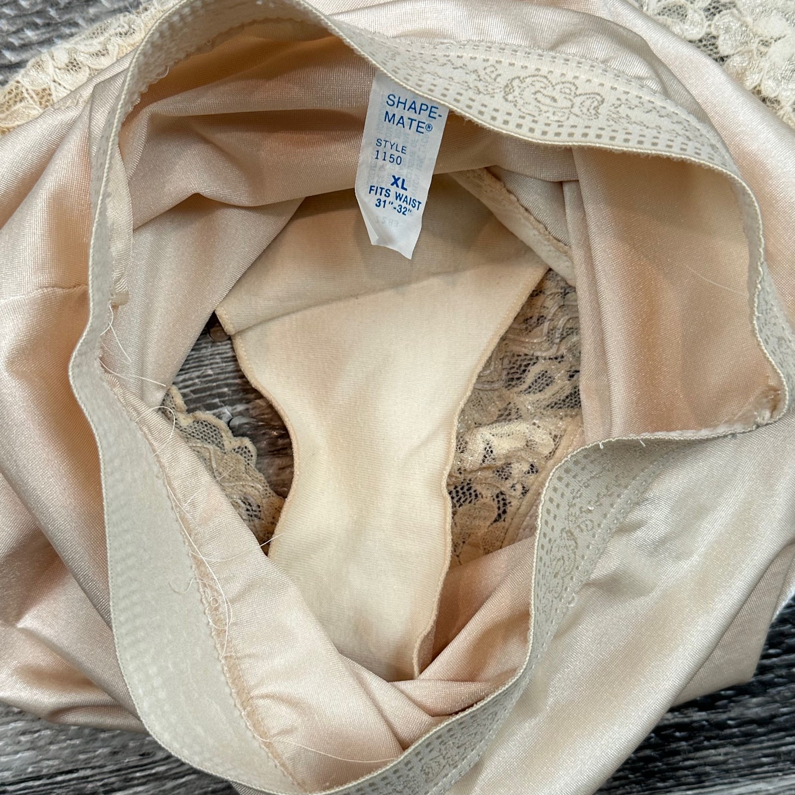 Vintage Shape-Mate Wiggle Skirt Half Slip Built-in Panty XL 31&Prime;-32&Prime; Beige Sissy