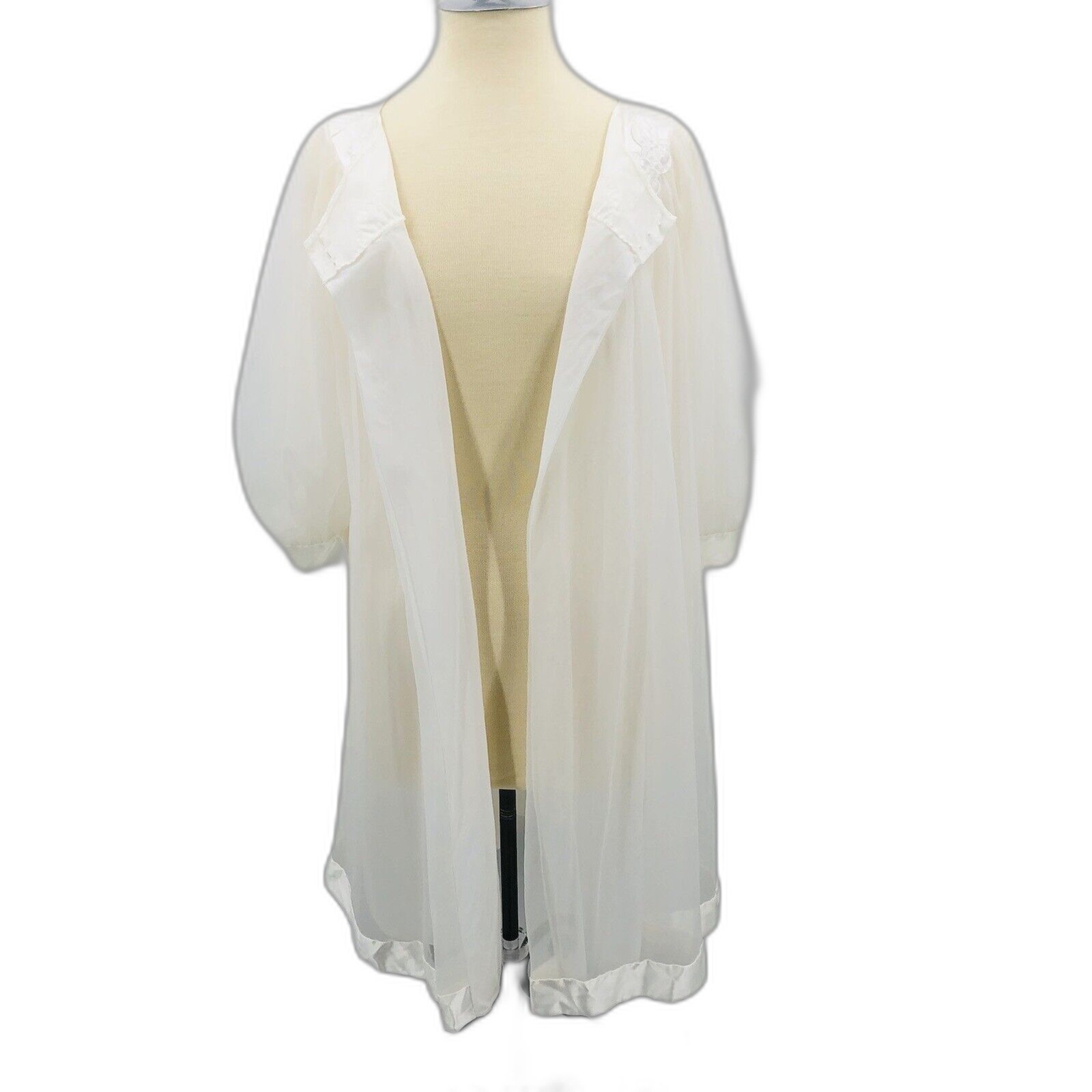 Vintage Gossard Artemis White Chiffon Satin Peignoir Robe Cover Small Lingerie