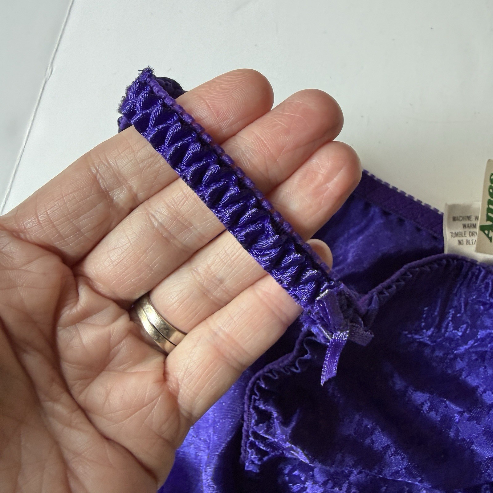 NEW Vintage Van Mar Purple String Bikini Panties Sz L/7 Houndstooth 90s Y2K
