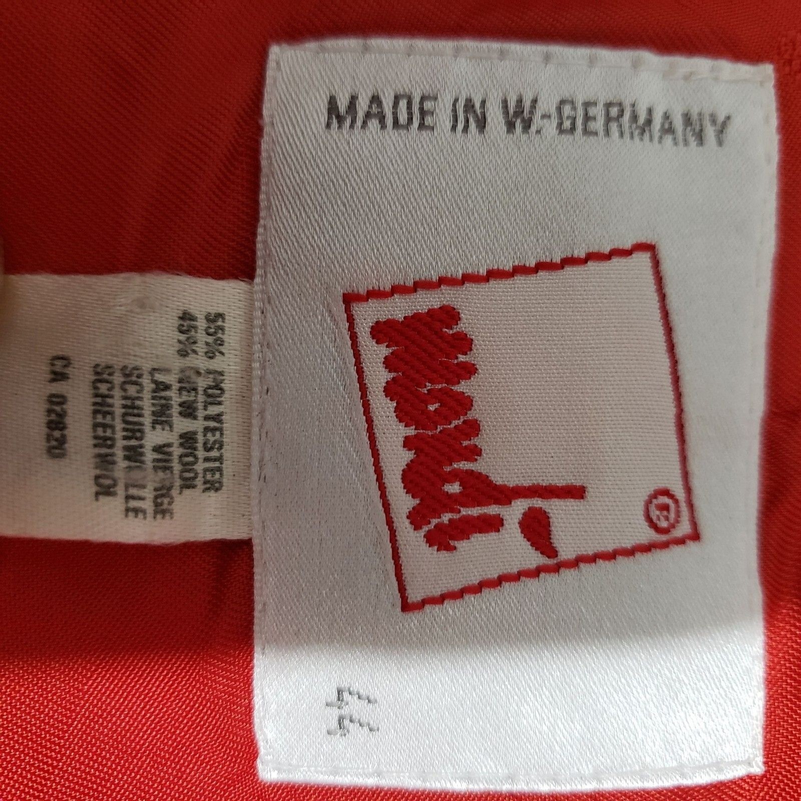 Vtg Mondi Red Wool Blend Cropped Embroidered Jacket Cardigan Germany 44/US L/XL