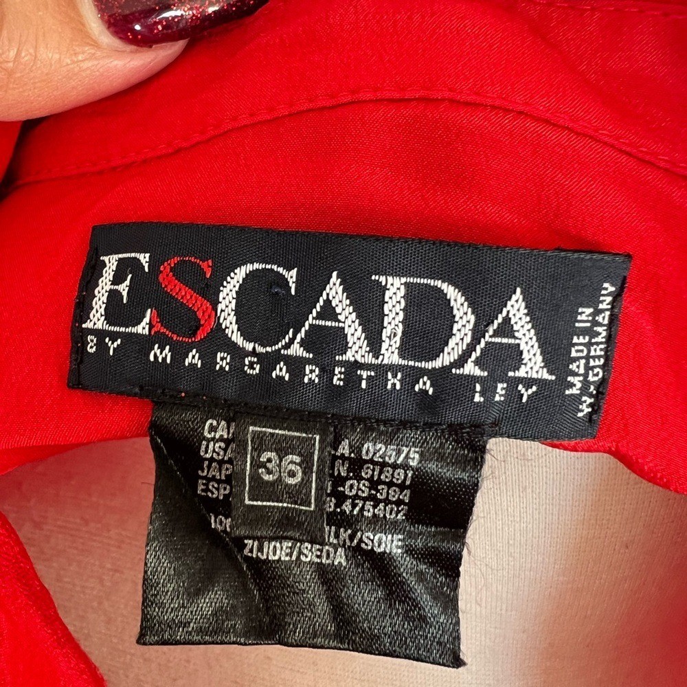 ESCADA 1980s Vintage 100% Color Block Shirt Button Up Long Sleeve Size 36