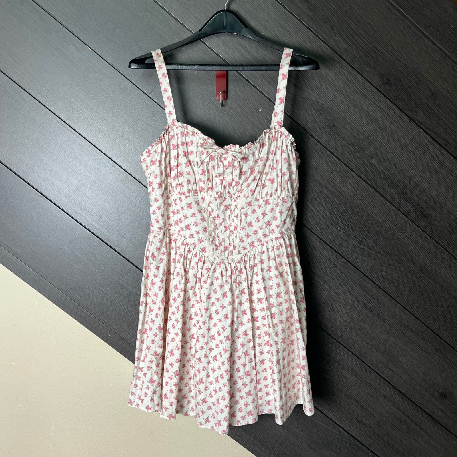Trixxi Women&rsquo;s Floral Cottagecore Babydoll Mini Dress XL Pink White NWOT BOHO