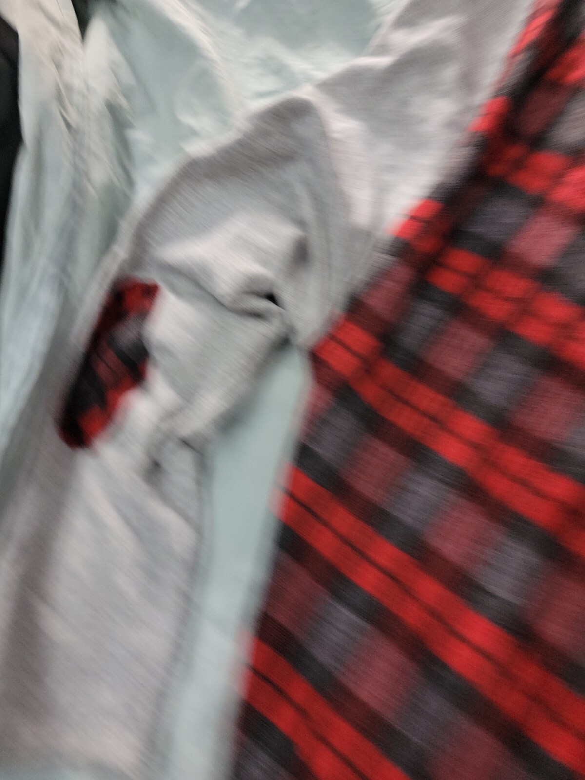 Vintage Red Plaid polyester Long Sleeve T-Shirt Erin London Size XL Padded Elbow