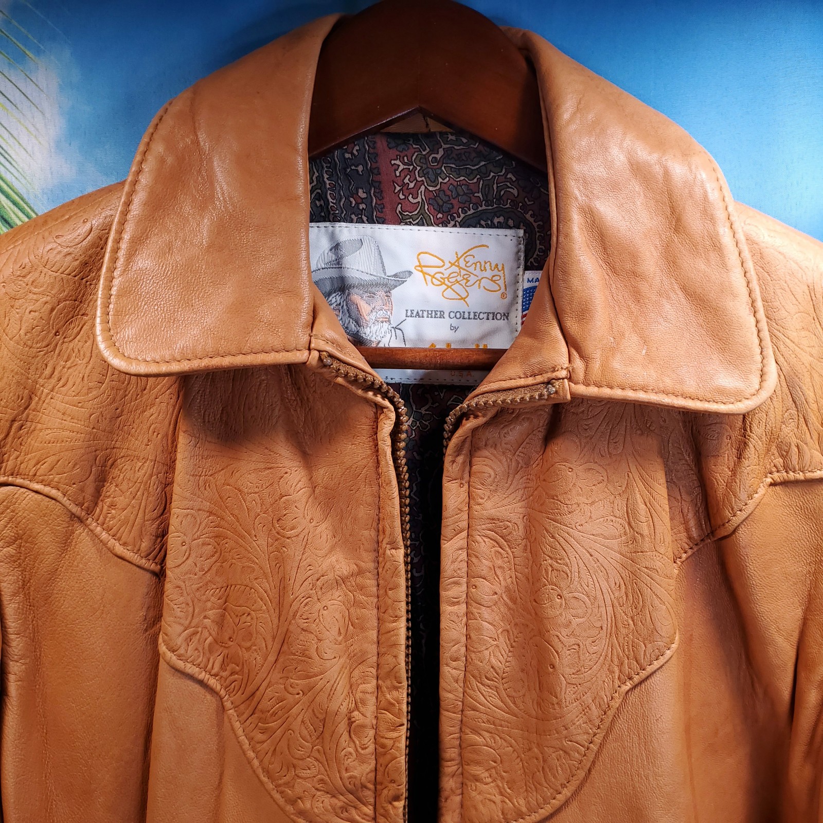 VTG Kenny Rogers Leather Jacket Western Lambskin Women Size 12 USA made Schott