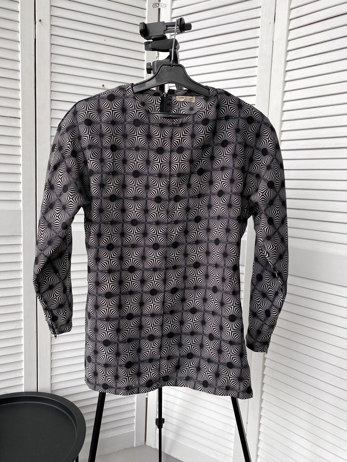 Gianni Versace 1980-1990 Very Rare Vintage Wool Dress 80’s Geometric Print 90s