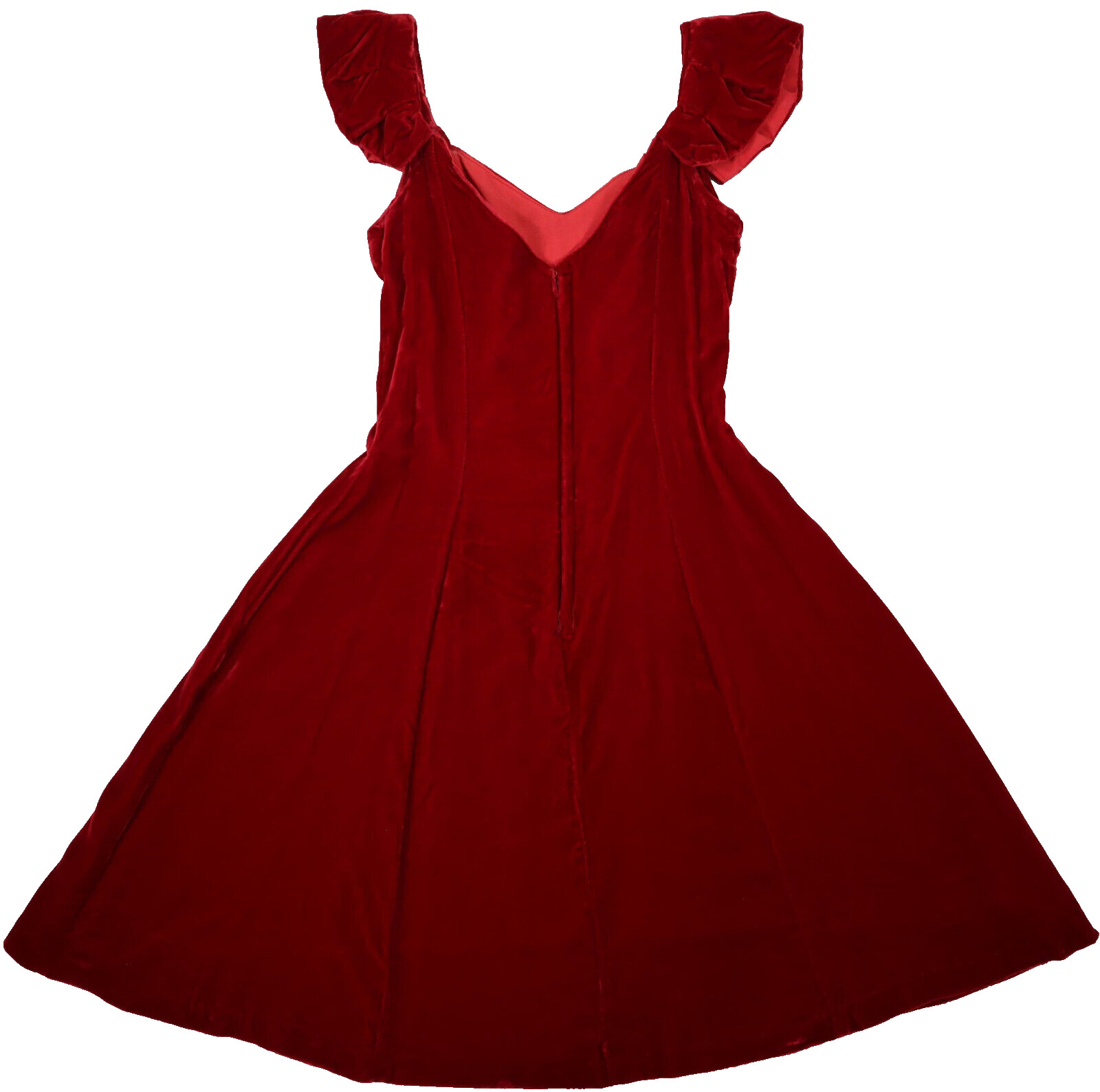 Vtg 80s Hand Made Women’s Jrs XS 0 2 Red Velvet Fit & Flare Party Dress Corset