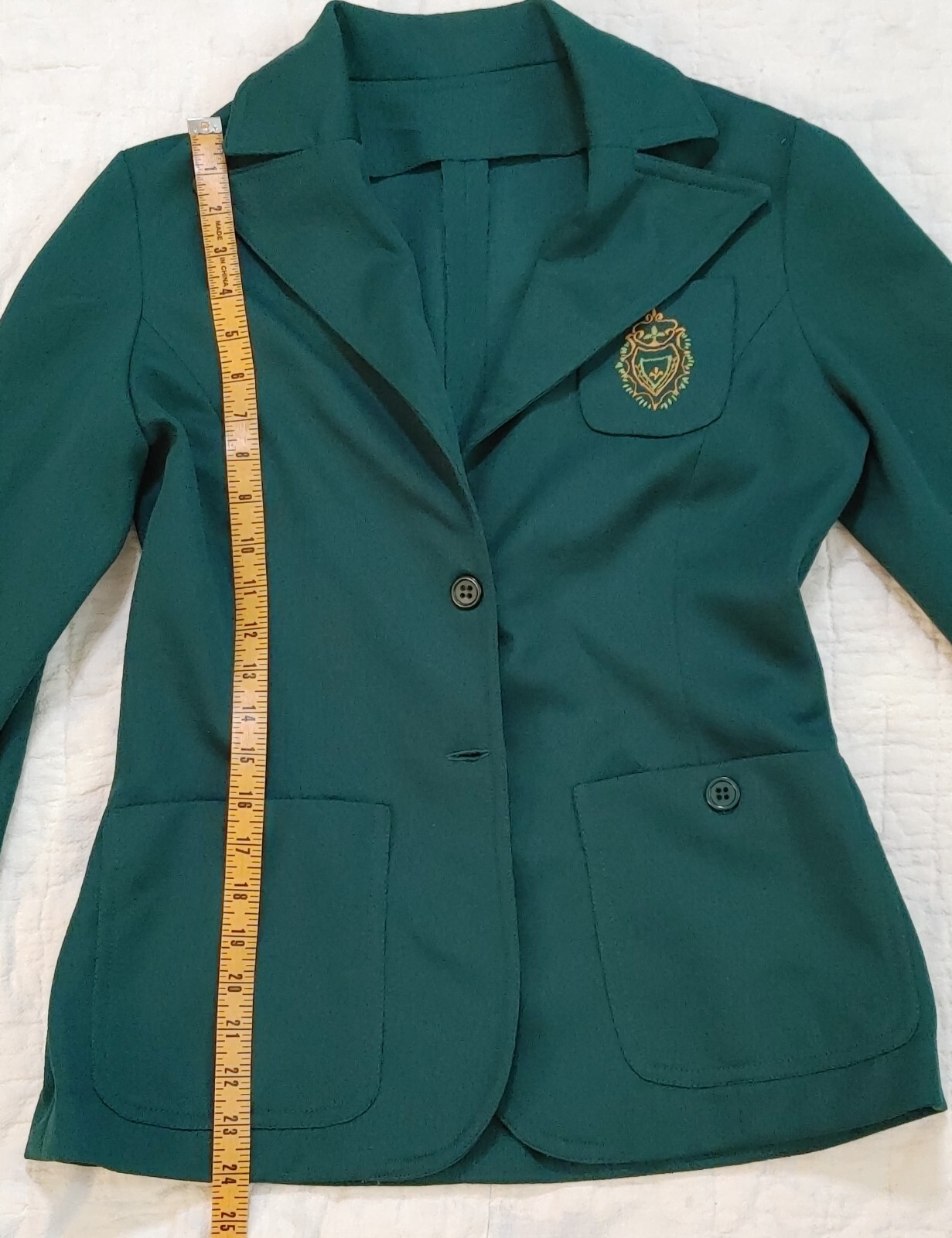 Vintage 80s Green Polyester Blazer Jacket Homemade Womens S/M Grannycore