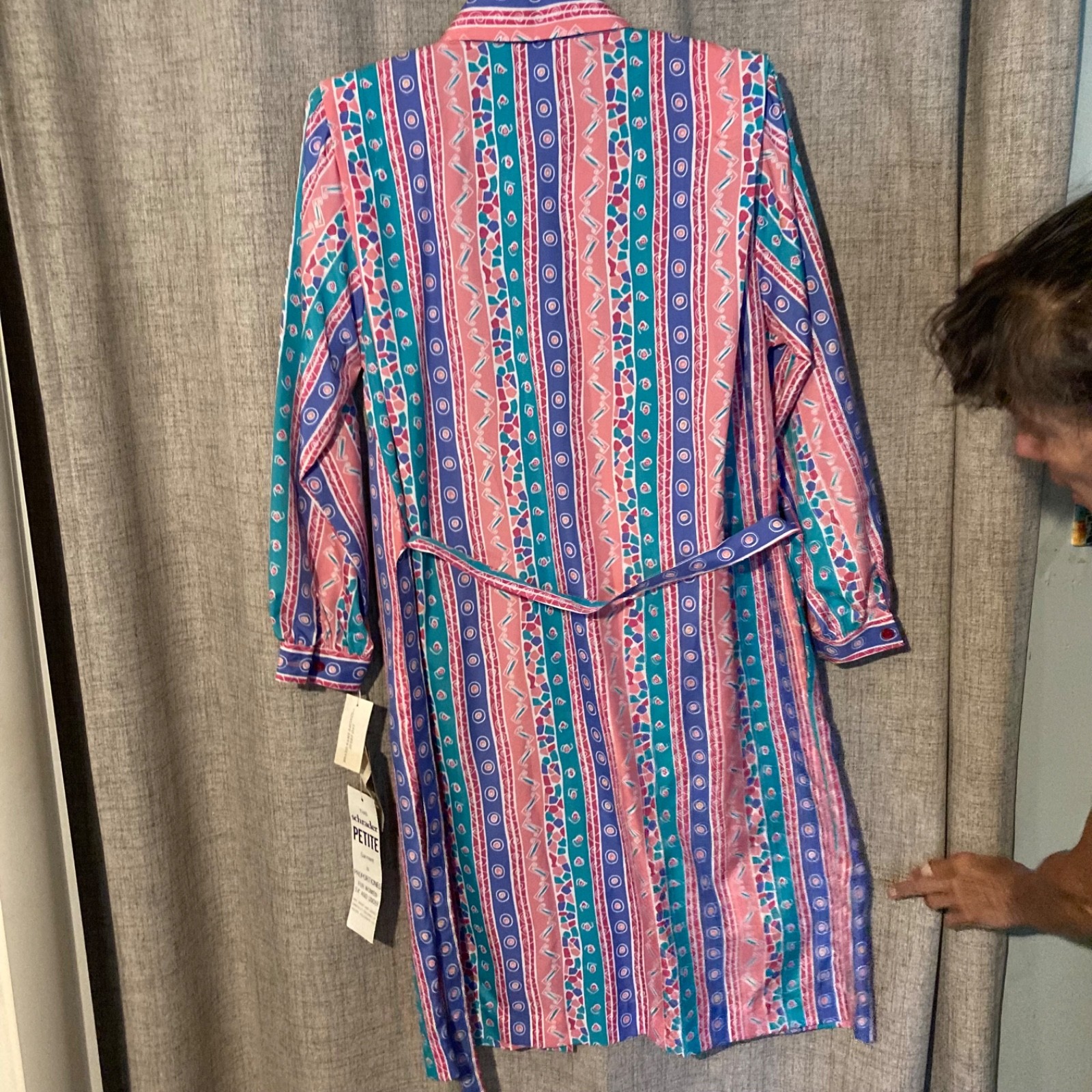 VTG Schrader petite button down long sleeve secretary dress sz14