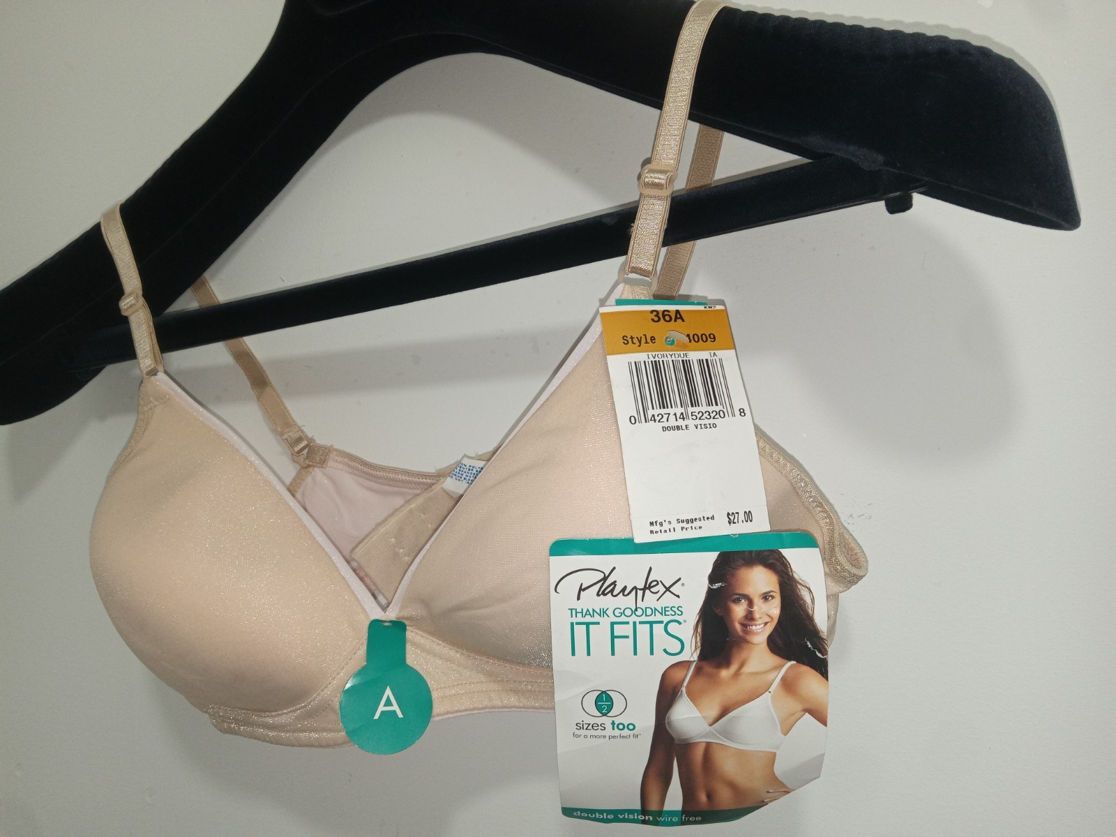 Vintage Playtex Double Vision 4009 Bra 36A Wireless Lined Ivory NOS *FLAW*
