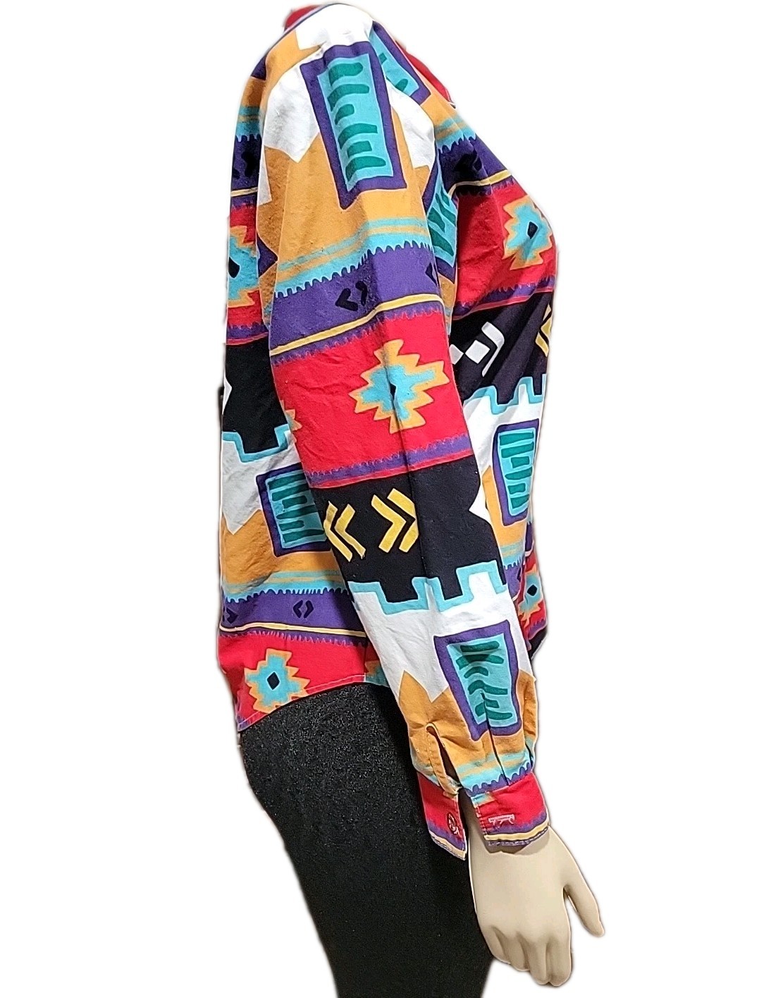 Circle T By Marilyn Lenox / Western M southwestern print Long Sleeve Shirt #R1