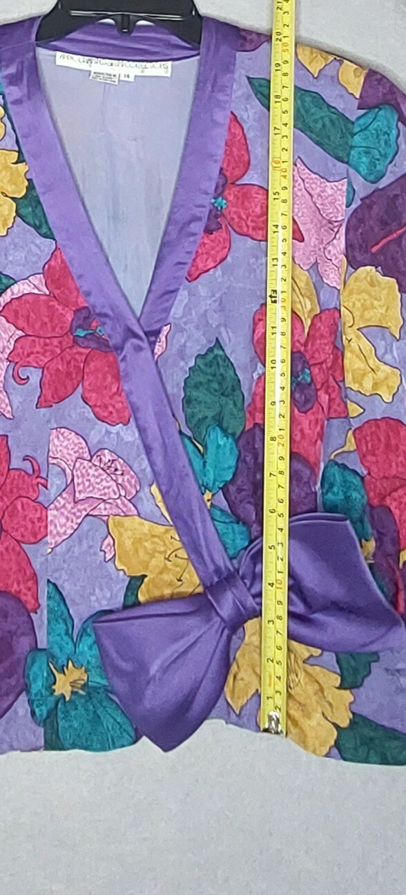 Vintage UMI Collections Anne Crimmins Size 14 Purple Floral Skirt Set 100% Silk