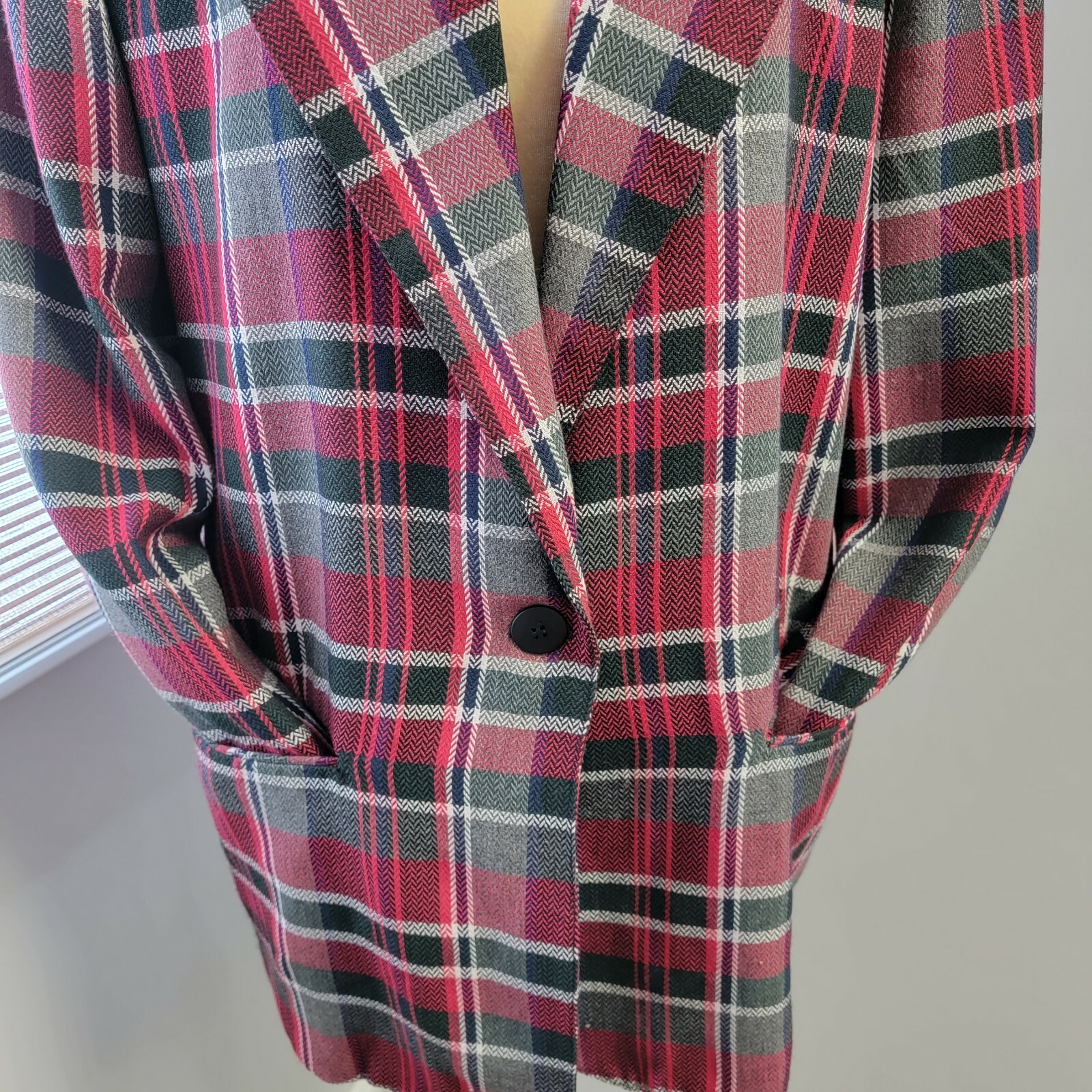 UNITS Vintage Blazer Jacket Red Plaid Size Medium Limited Edition 90s Unisex