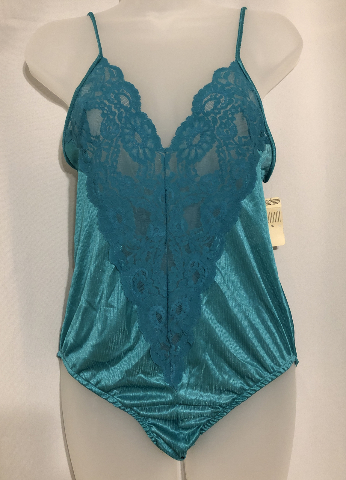 Vintage True Stain Emerald Green Lace Bodysuit Size M Retro Bodysuit swimsuit