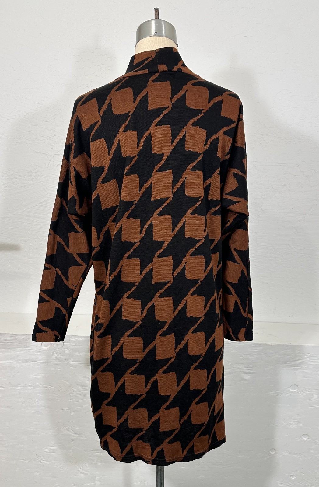 Vintage UNITS 80s Oversized Knit Houndstooth Batwing New Wave Sweater Dress Punk