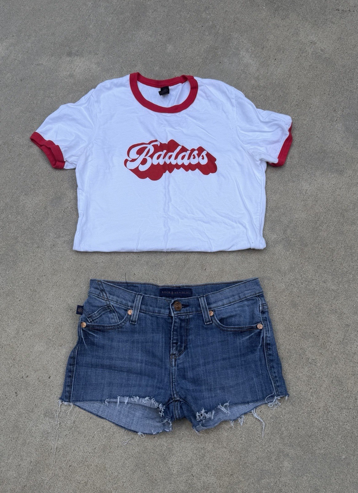 Vintage Style White Red Ringer Tee Anvil Small Y2K Cotton Baby T Shirt