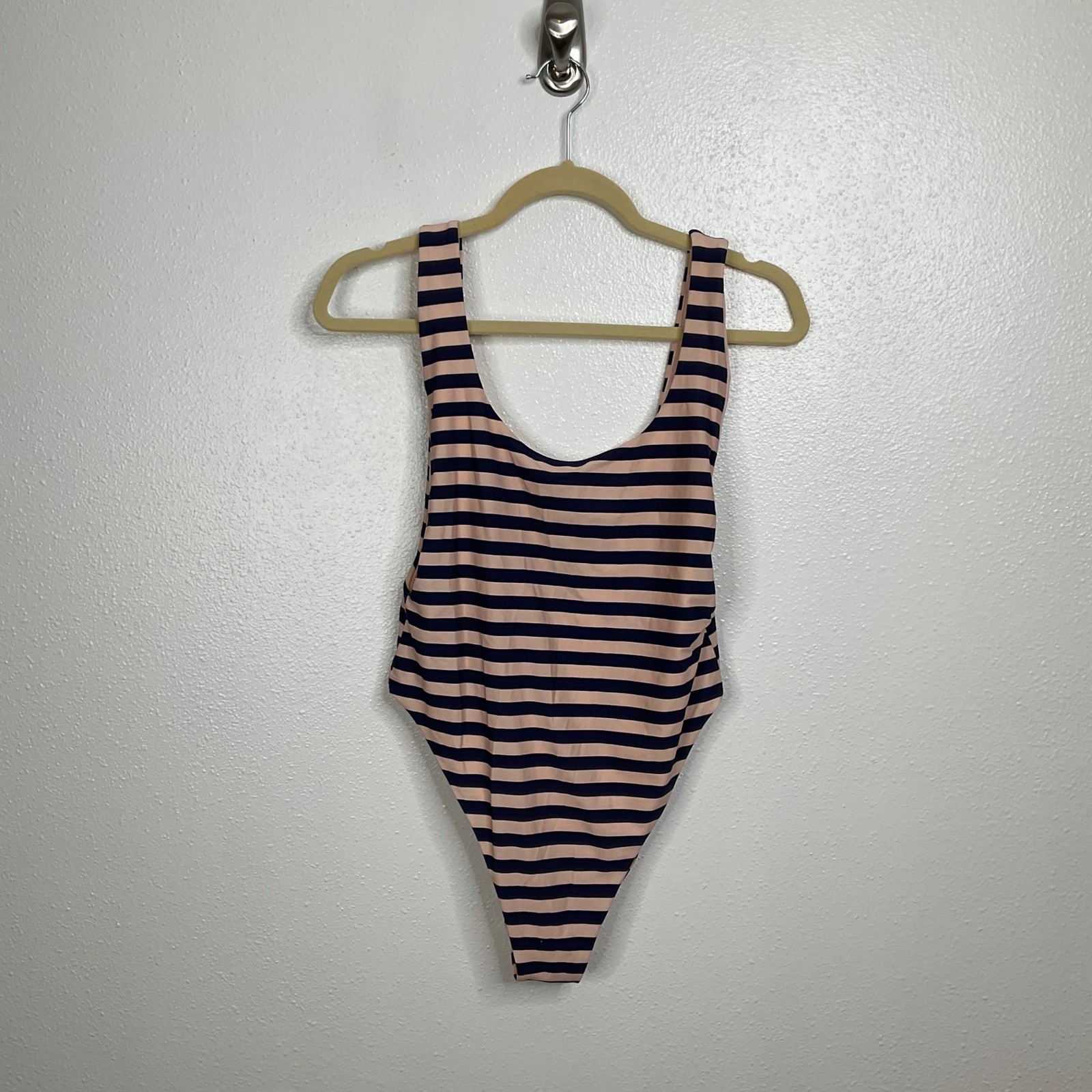 Aerie Blue Pink Striped Scoop Back One Piece Swimsuit Size Large