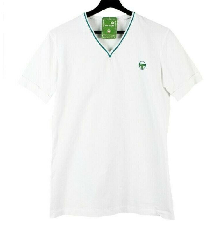 NOS 80s Sergio Tacchini vintage tennis T-shirt Tshirt white tee cotton OG Italy