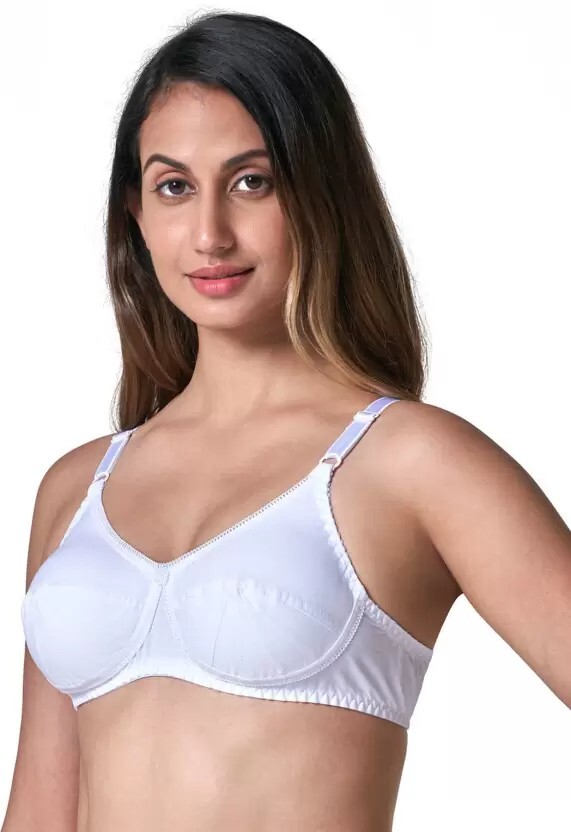Saree Bra – WHITE Double Layered Plus Size Non Padded Wireless Cotton Sexy Bra