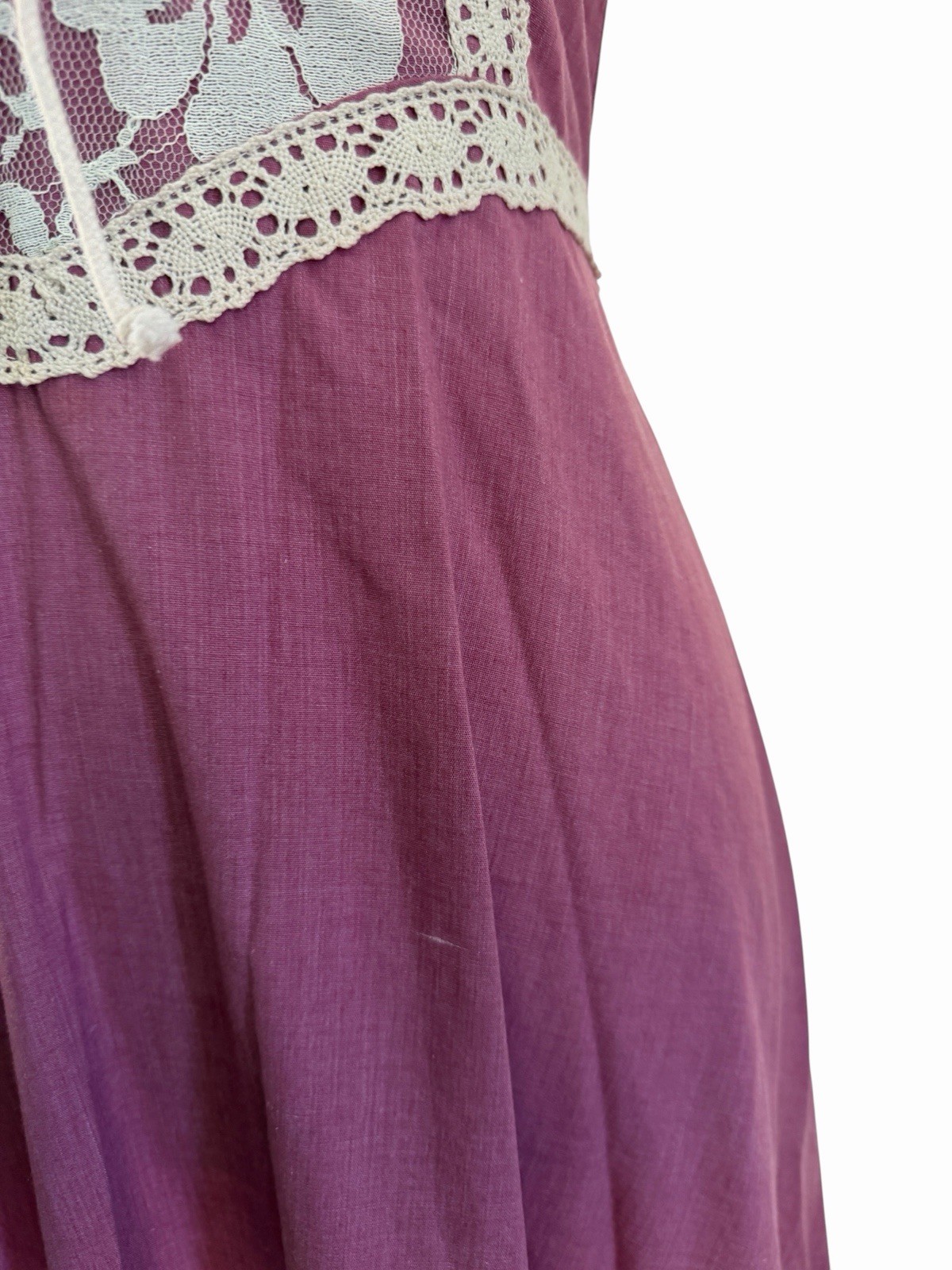 Vintage prairie dress with lace details and corset closure Handmade