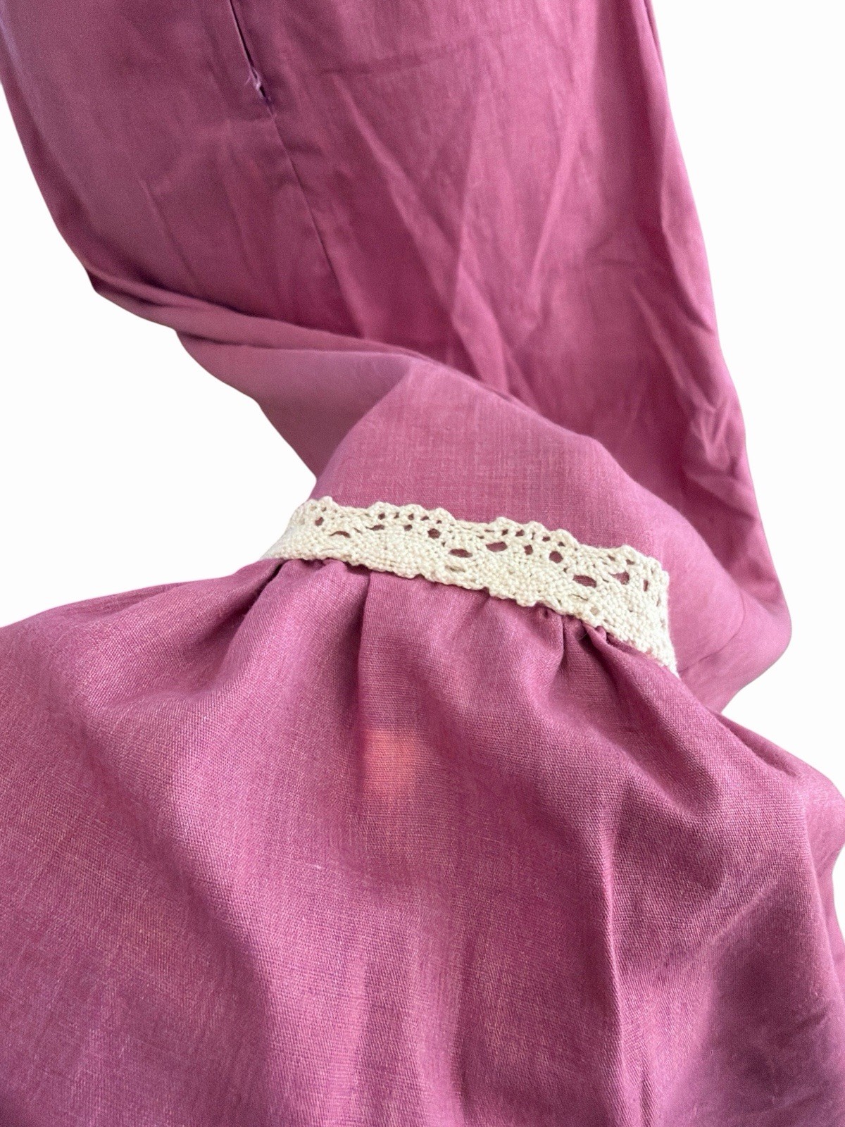 Vintage prairie dress with lace details and corset closure Handmade