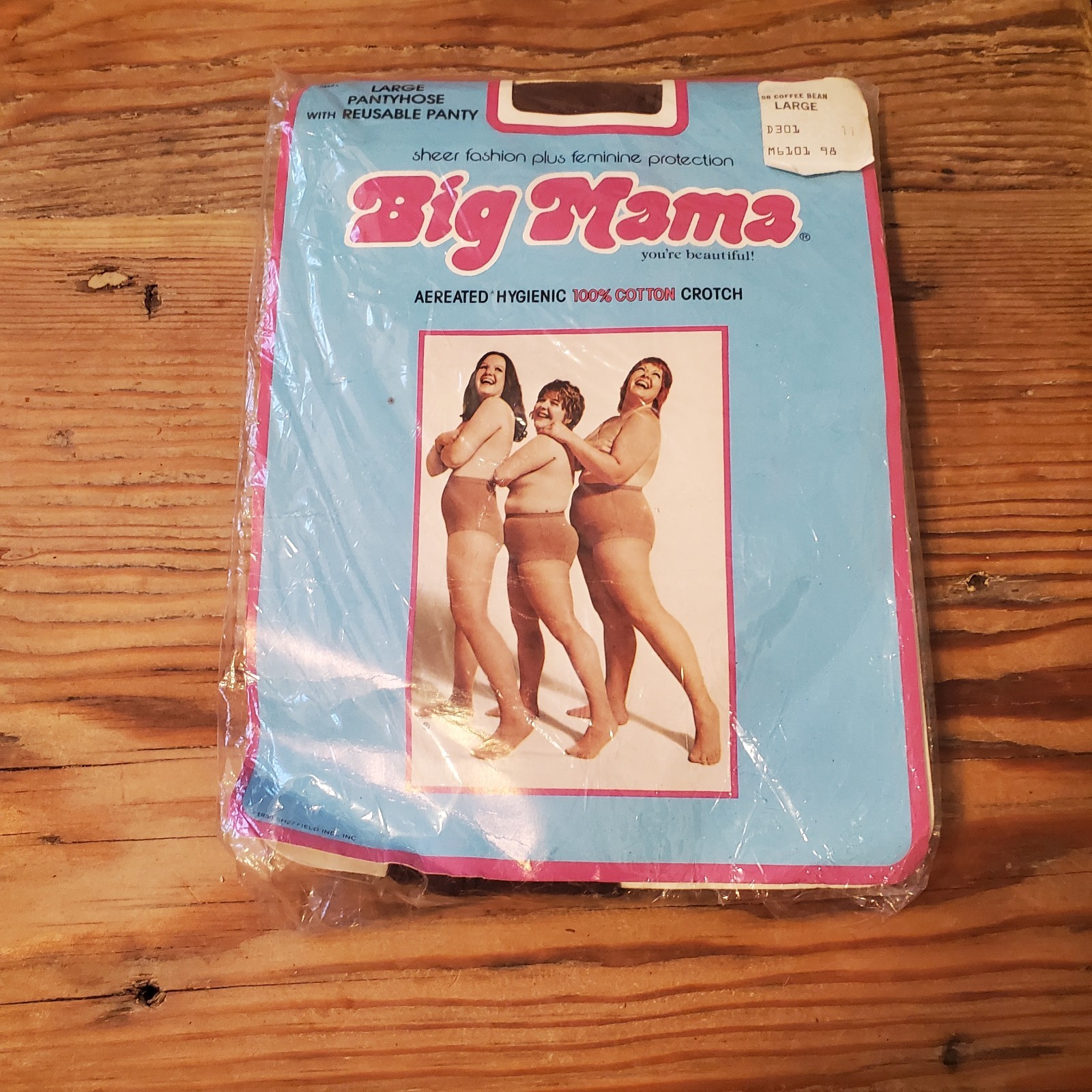 Vintage 1977 BIG MAMA PANTYHOSE Coffee Bean Reusable Panties Large
