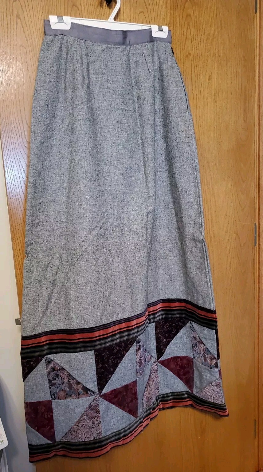 Vintage Maxi Skirt Womens Gray Wool Blend Quilt Style *See Description