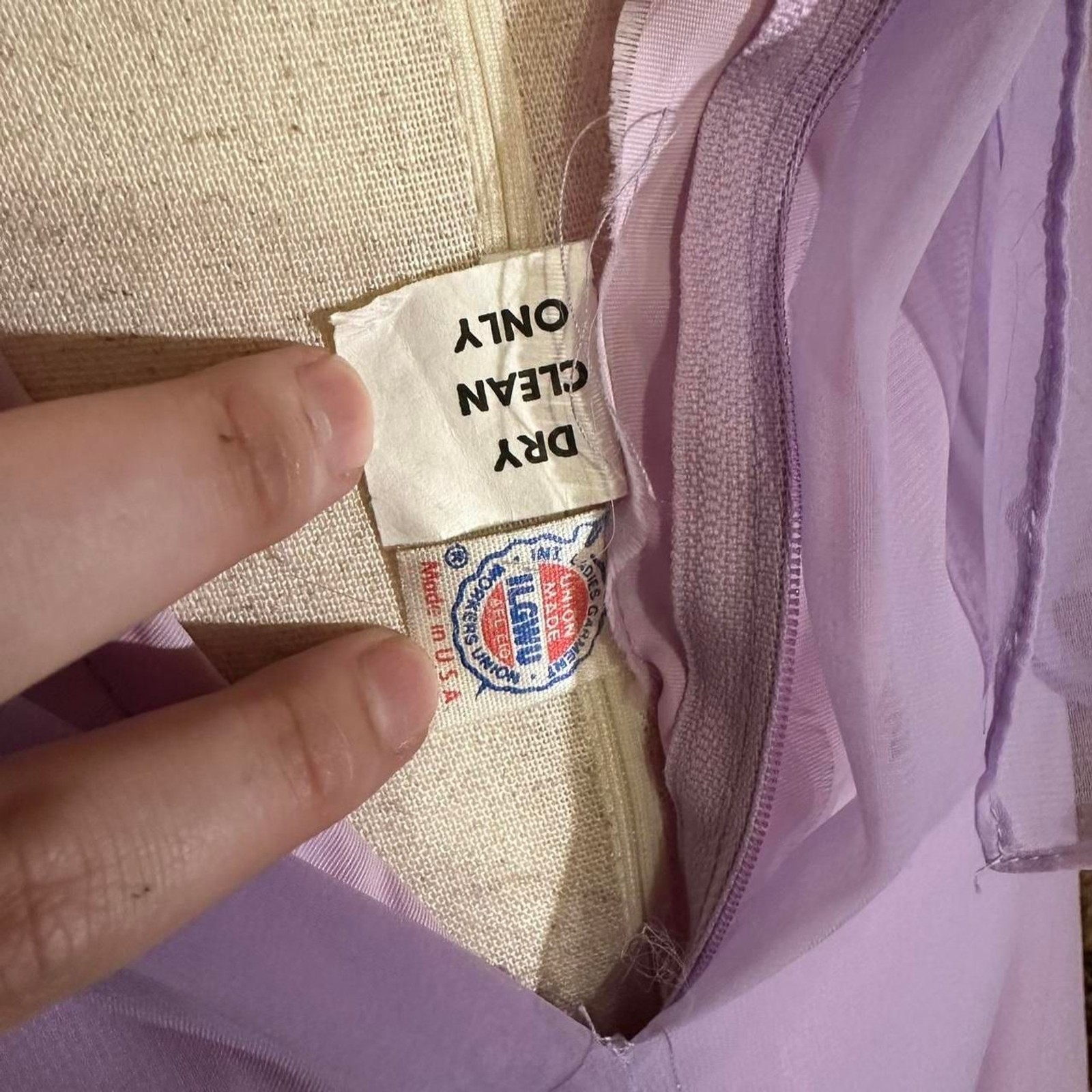 60s Lavender Chiffon Cowl Neck Union Made Formal Gown
