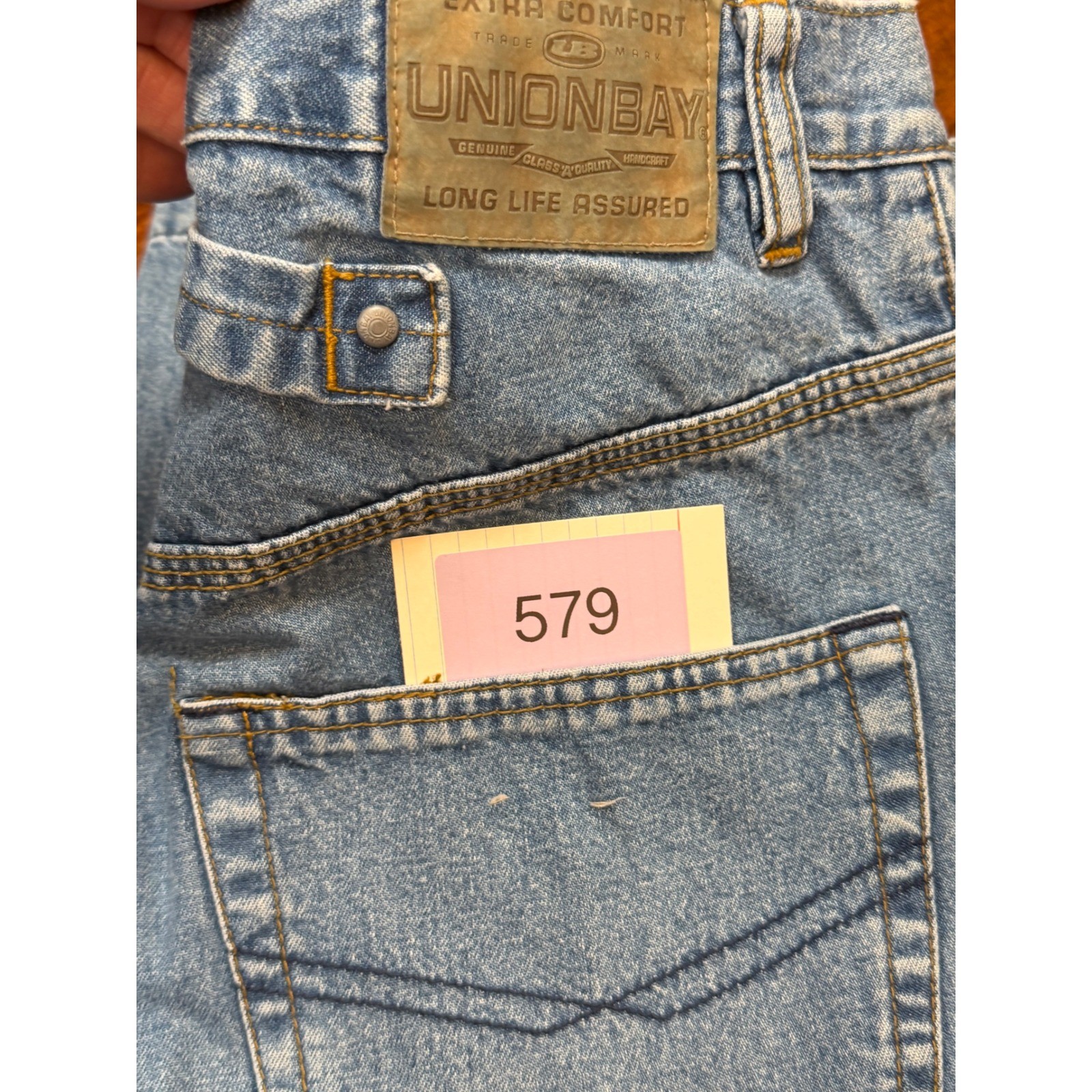 Unionbay Vintage 90s Cinch Back High Rise Wide Leg Denim Jeans Blue 26W